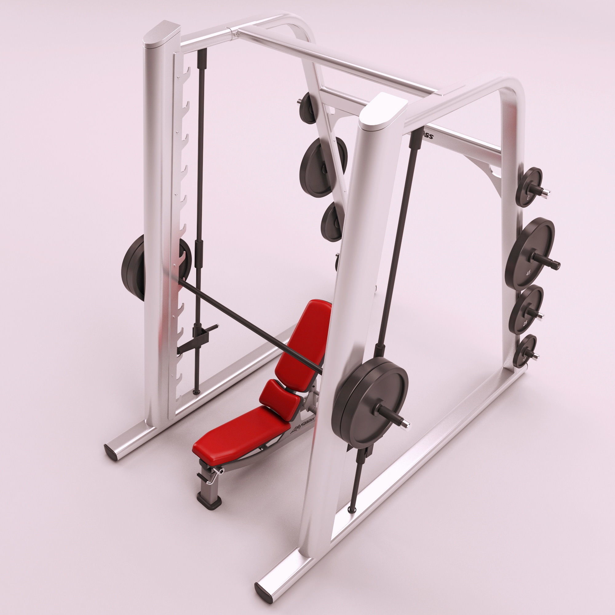 Smith machine and Multi-Adjustable Bench 3D model_2
