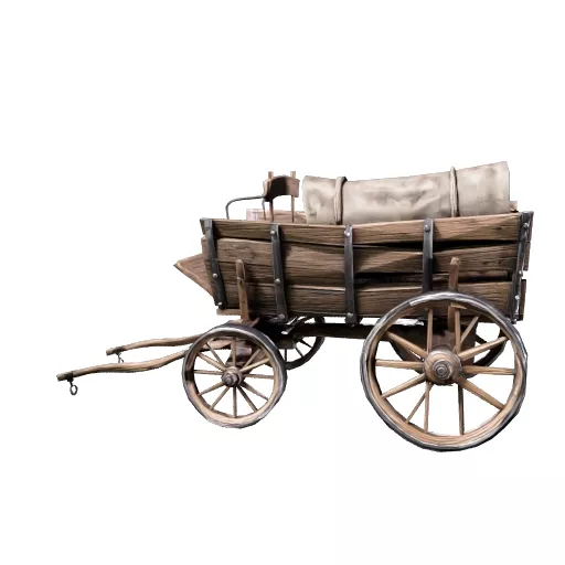 Low Poly Horse Drawn Cart 3D model