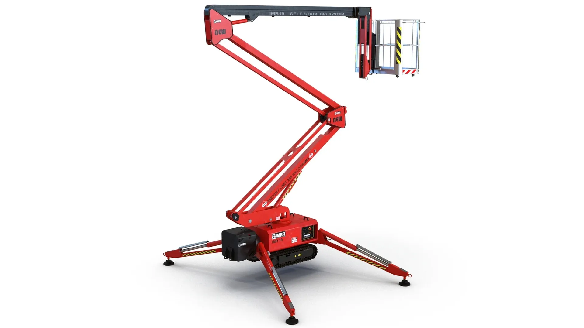 Telescopic Boom Lift Red Rigged 3D model