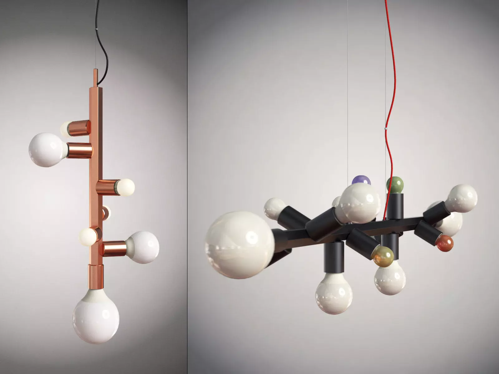 Party pendant light with balls 3D model_1