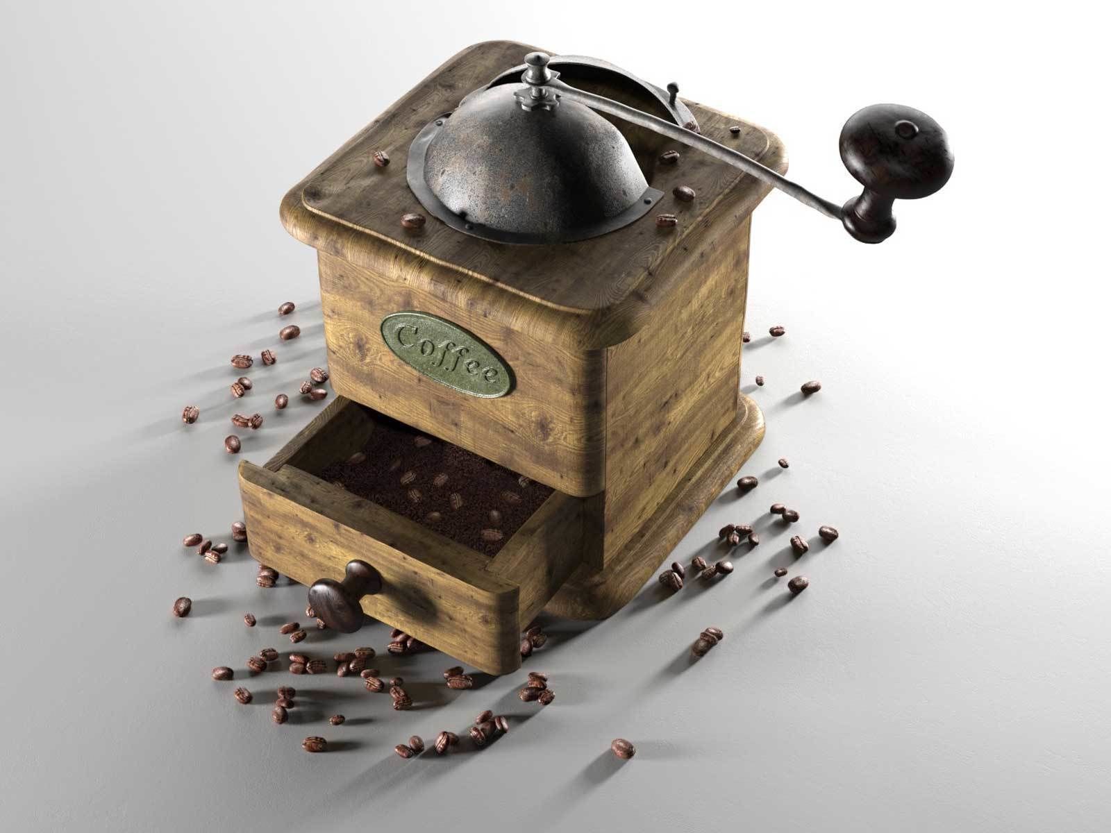 Vintage Coffee Grinder 3D model_2
