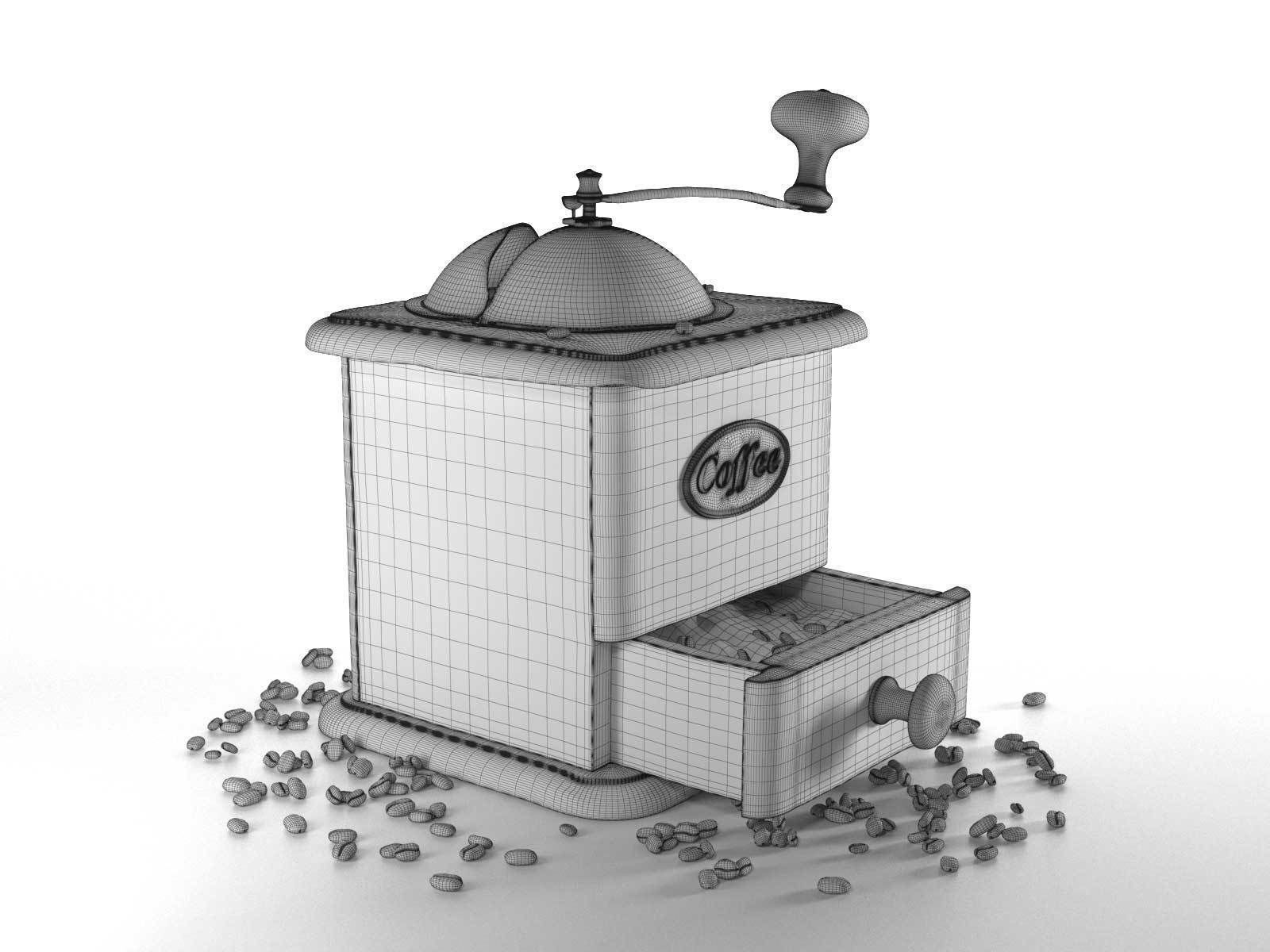 Vintage Coffee Grinder 3D model_3