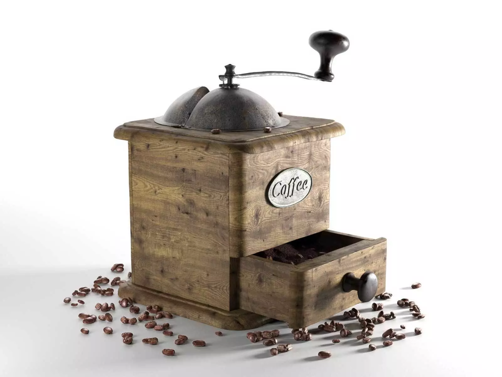 Vintage Coffee Grinder 3D model_0