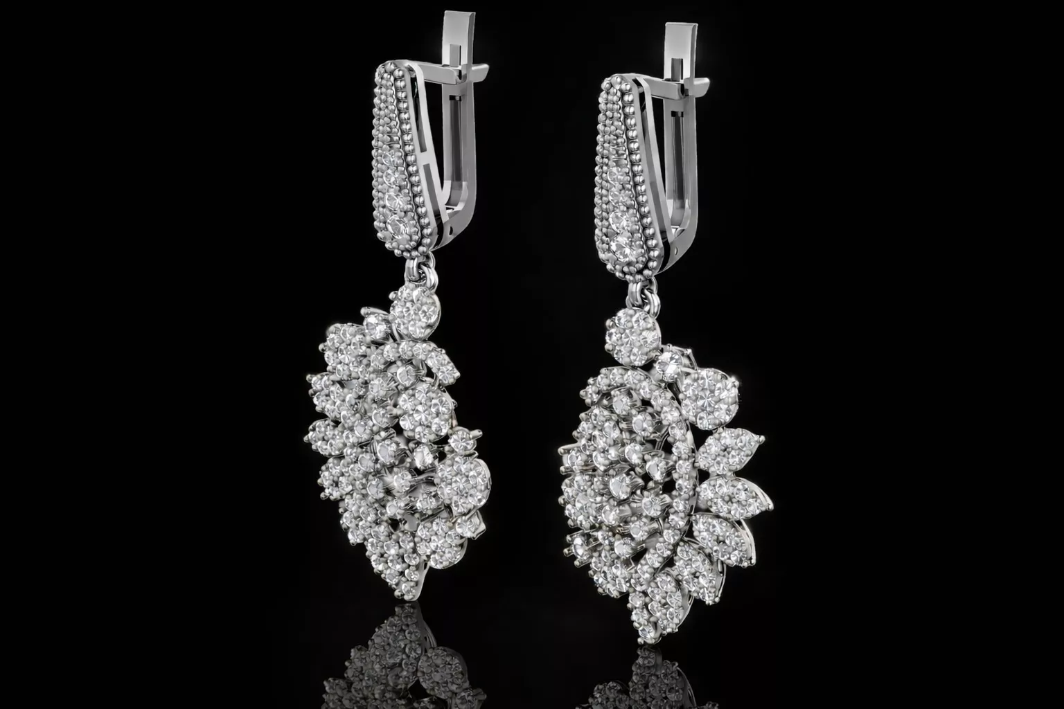 Earrings Queen Gold Diamonds 3d model 3D print model