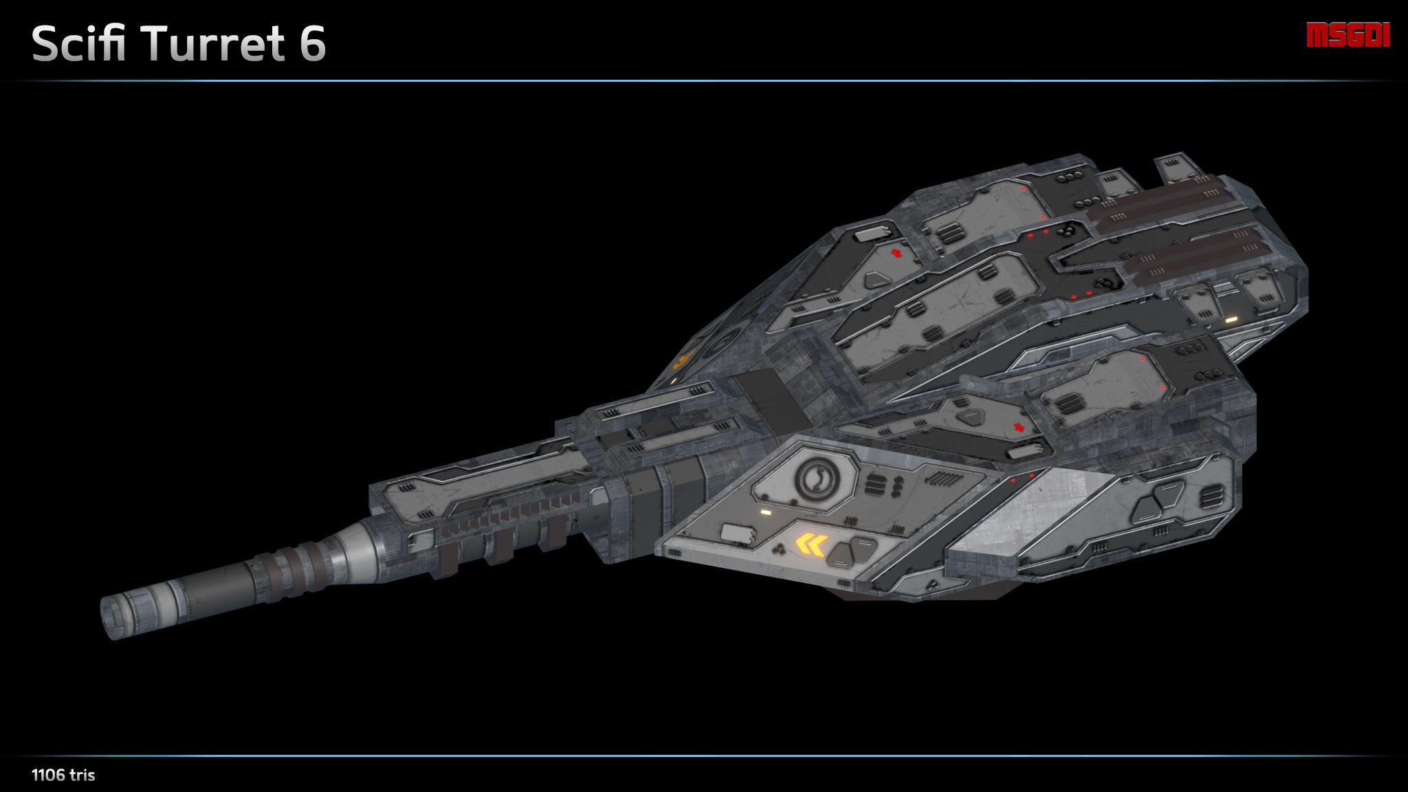 Scifi Turrets Low-poly 3D model_6