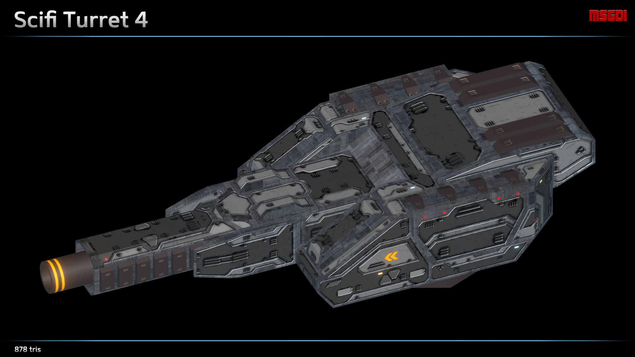 Scifi Turrets Low-poly 3D model_4