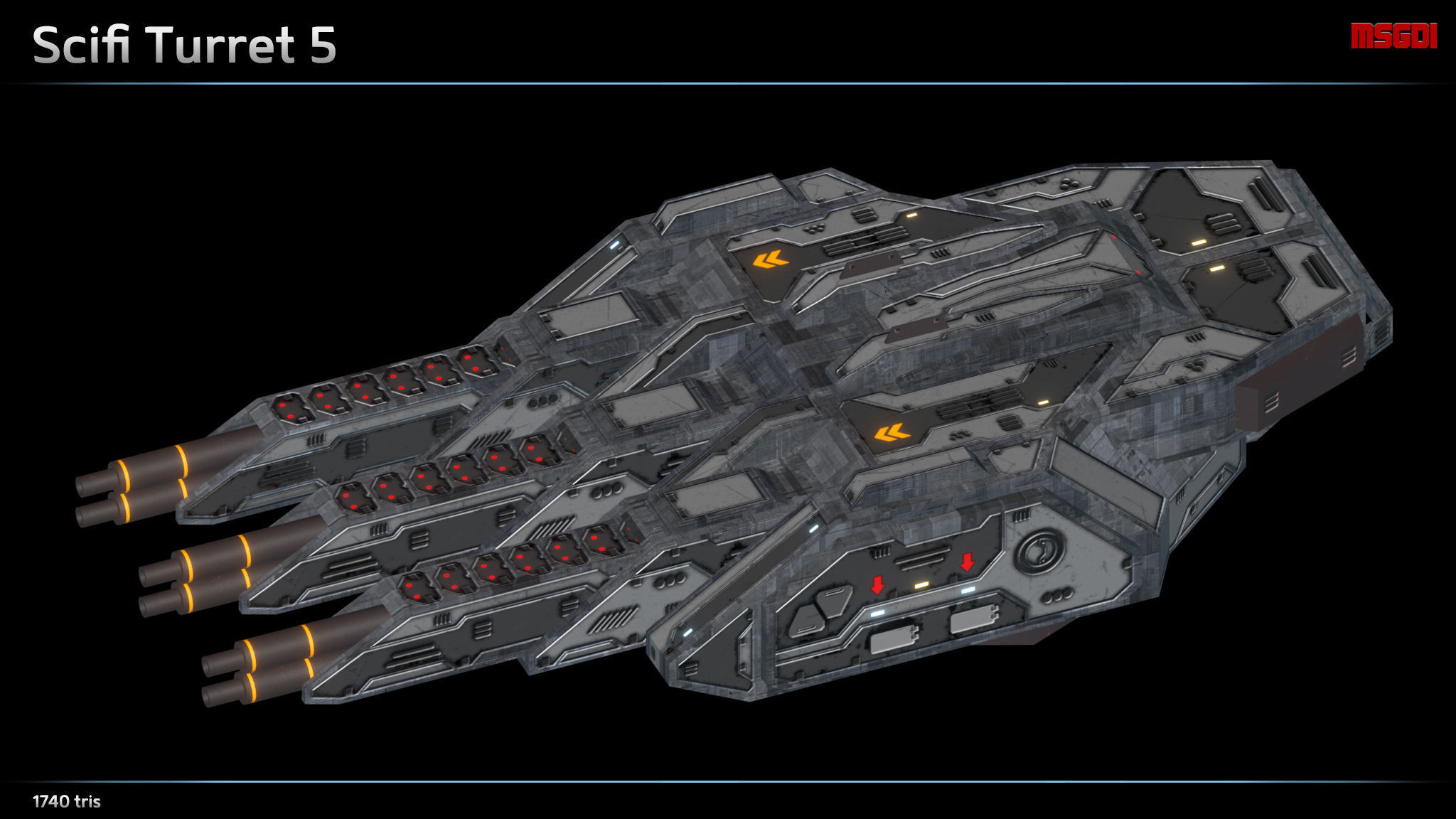 Scifi Turrets Low-poly 3D model_5