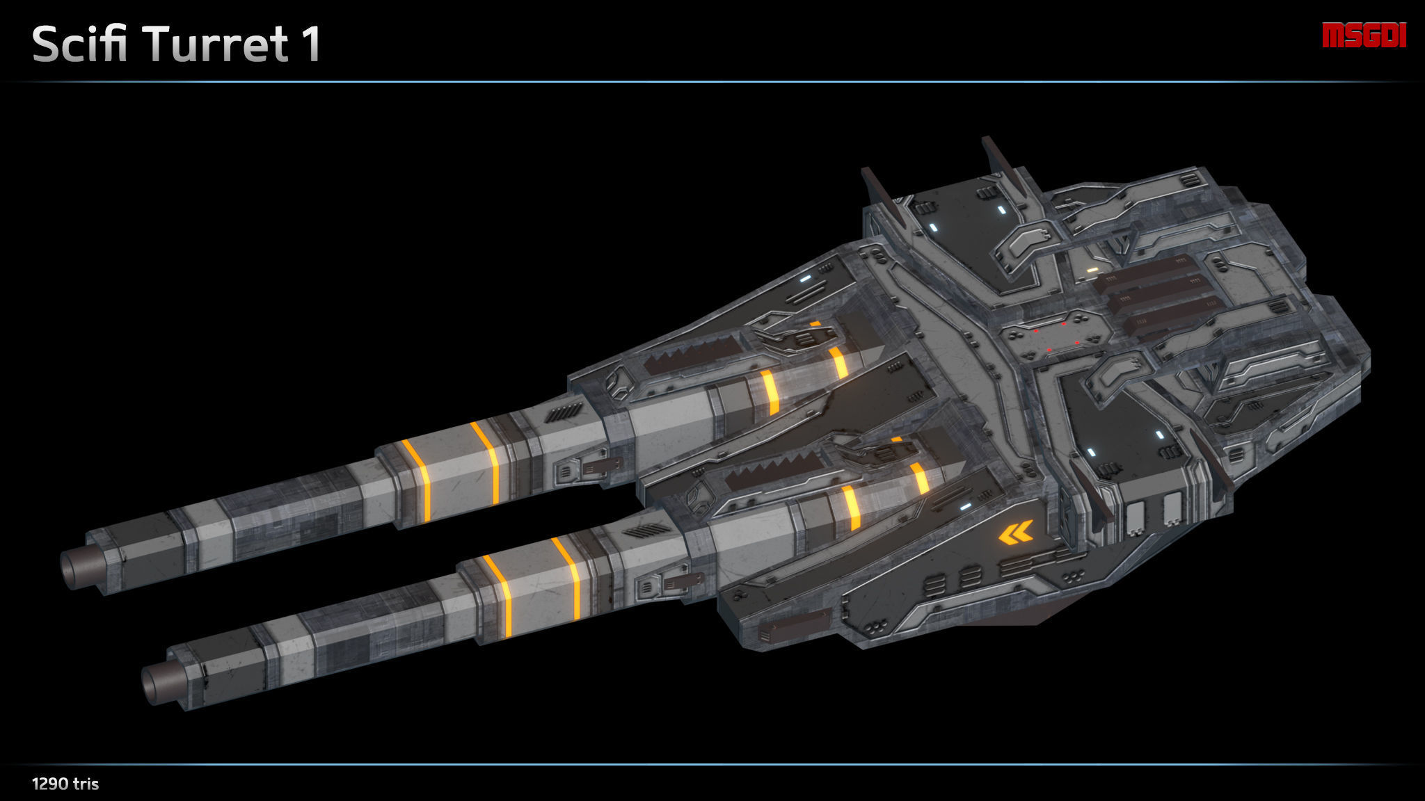 Scifi Turrets Low-poly 3D model_1