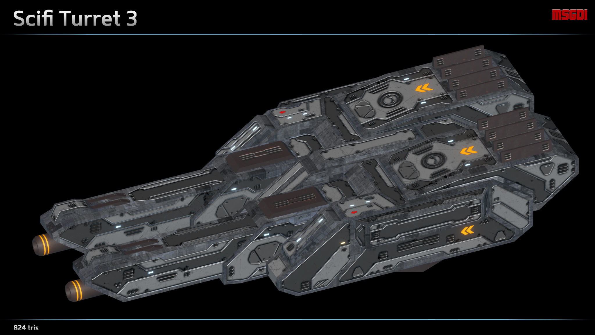 Scifi Turrets Low-poly 3D model_3