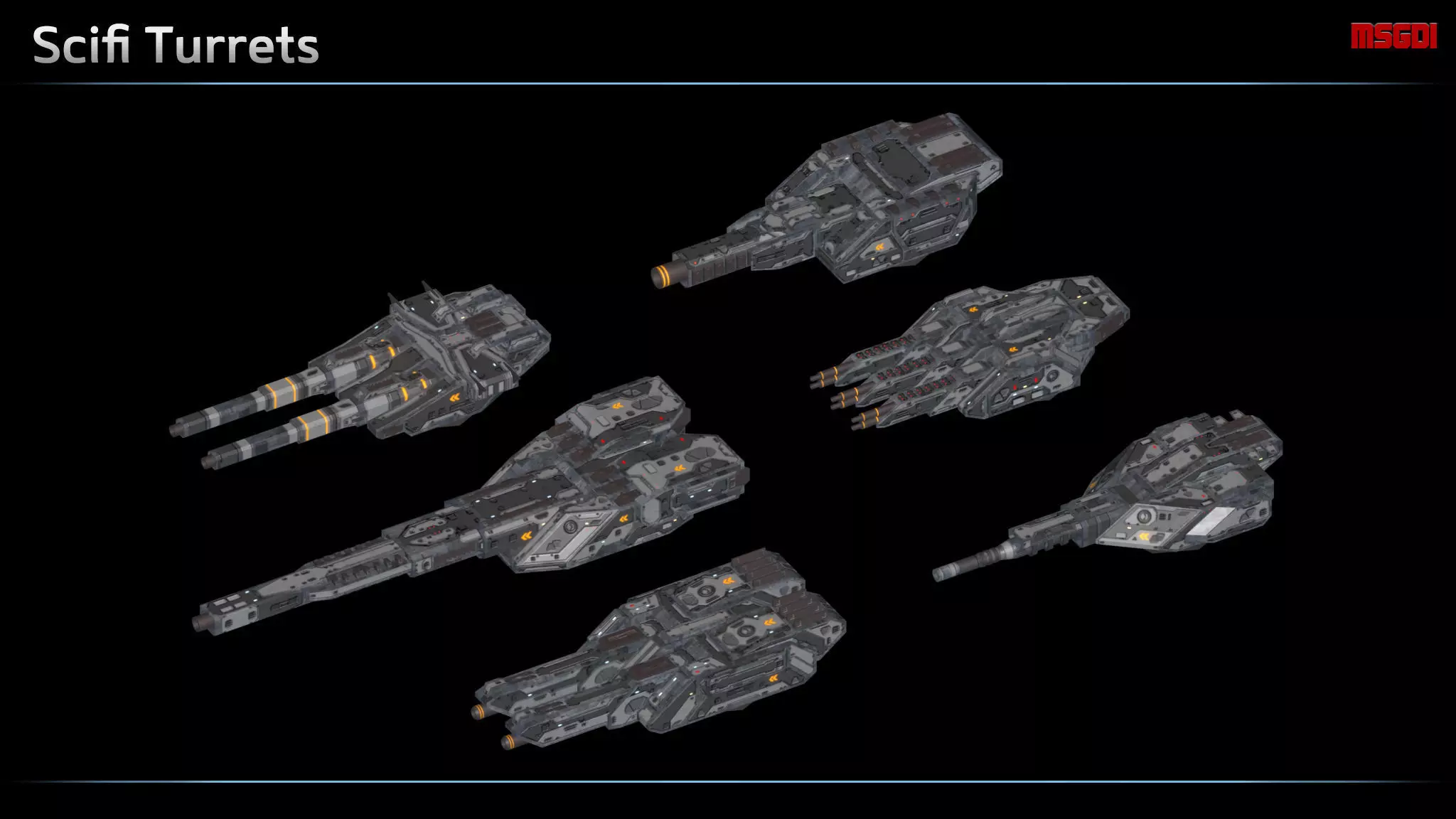 Scifi Turrets Low-poly 3D model_0