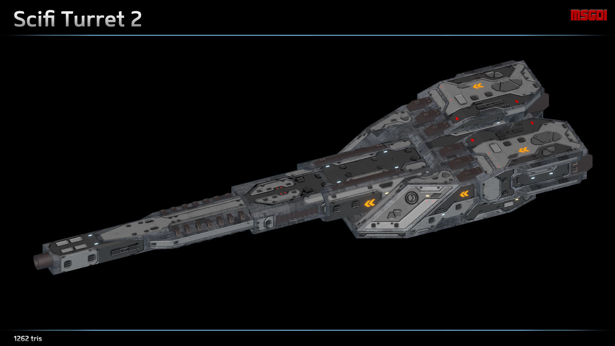 Scifi Turrets Low-poly 3D model_2