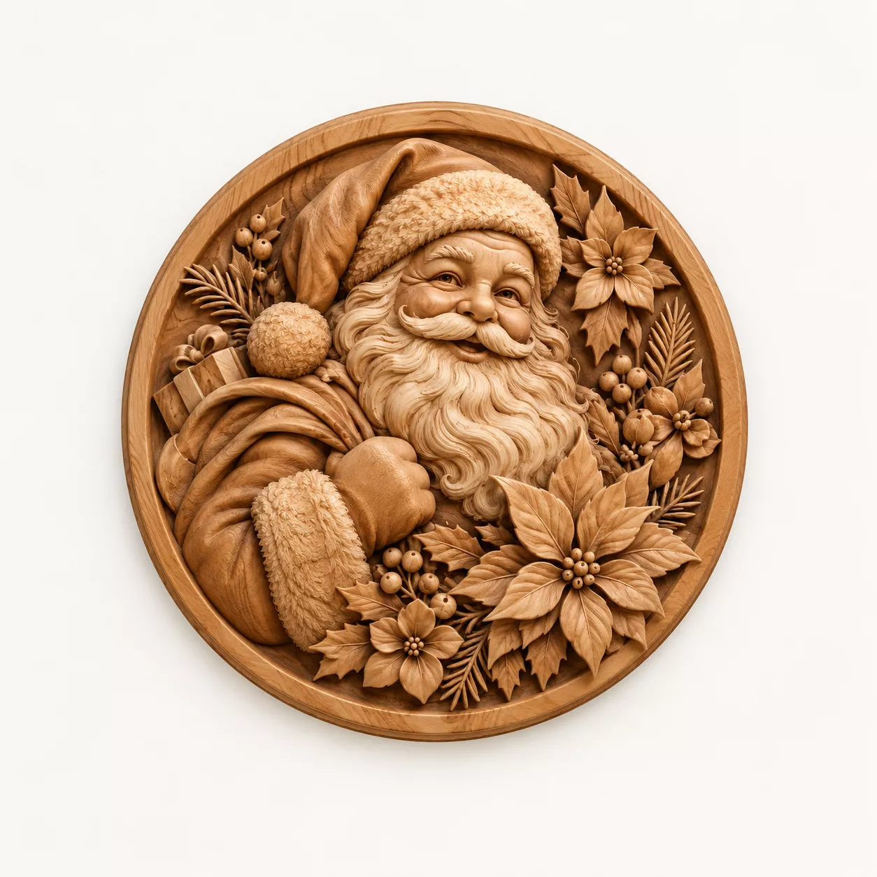 Santa Claus Christmas Wood Carving Relief CNC STL Design 3D print model