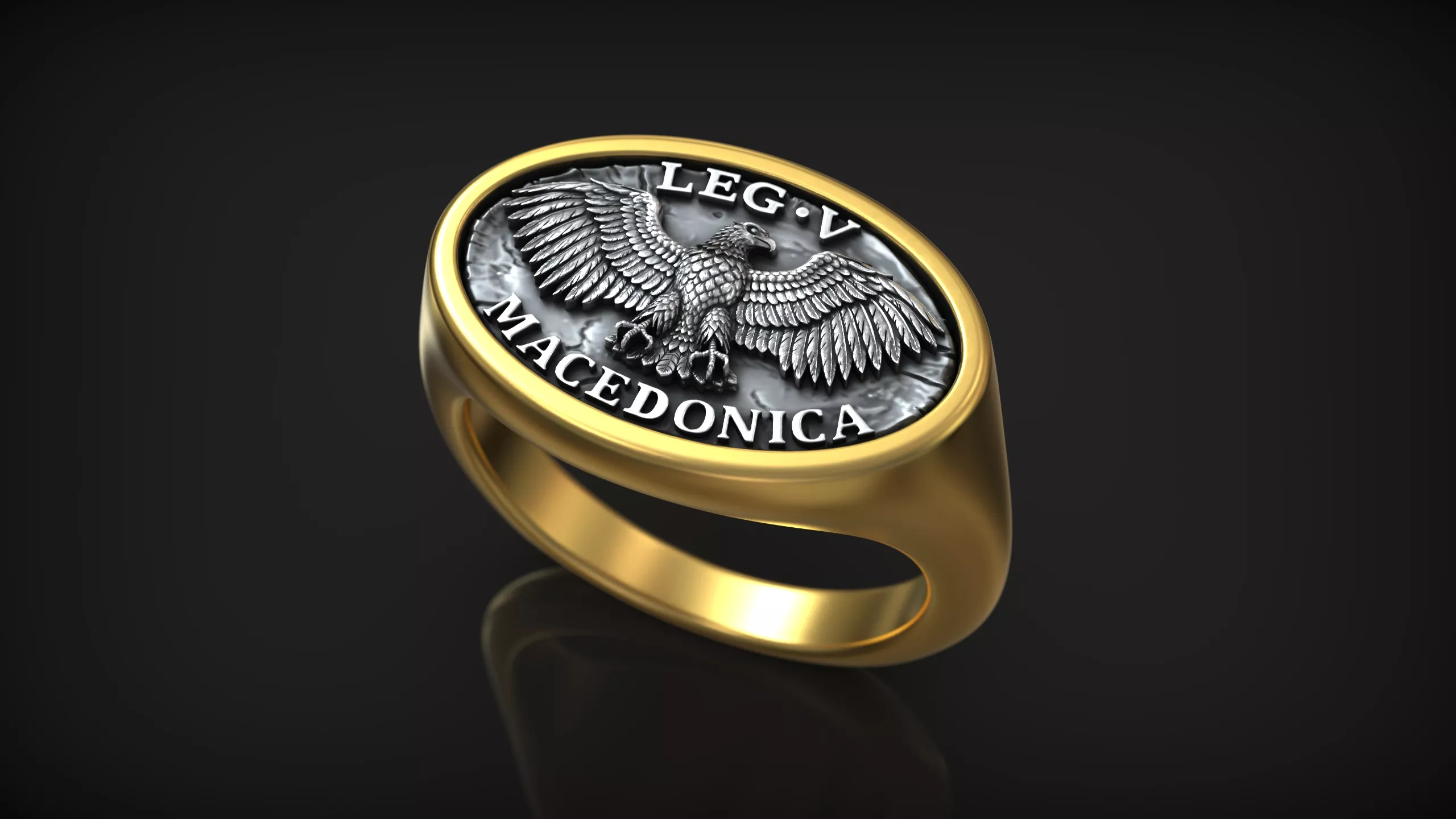 Roman Legion Macedonica Aquila Eagle Antique Ring 3D print model
