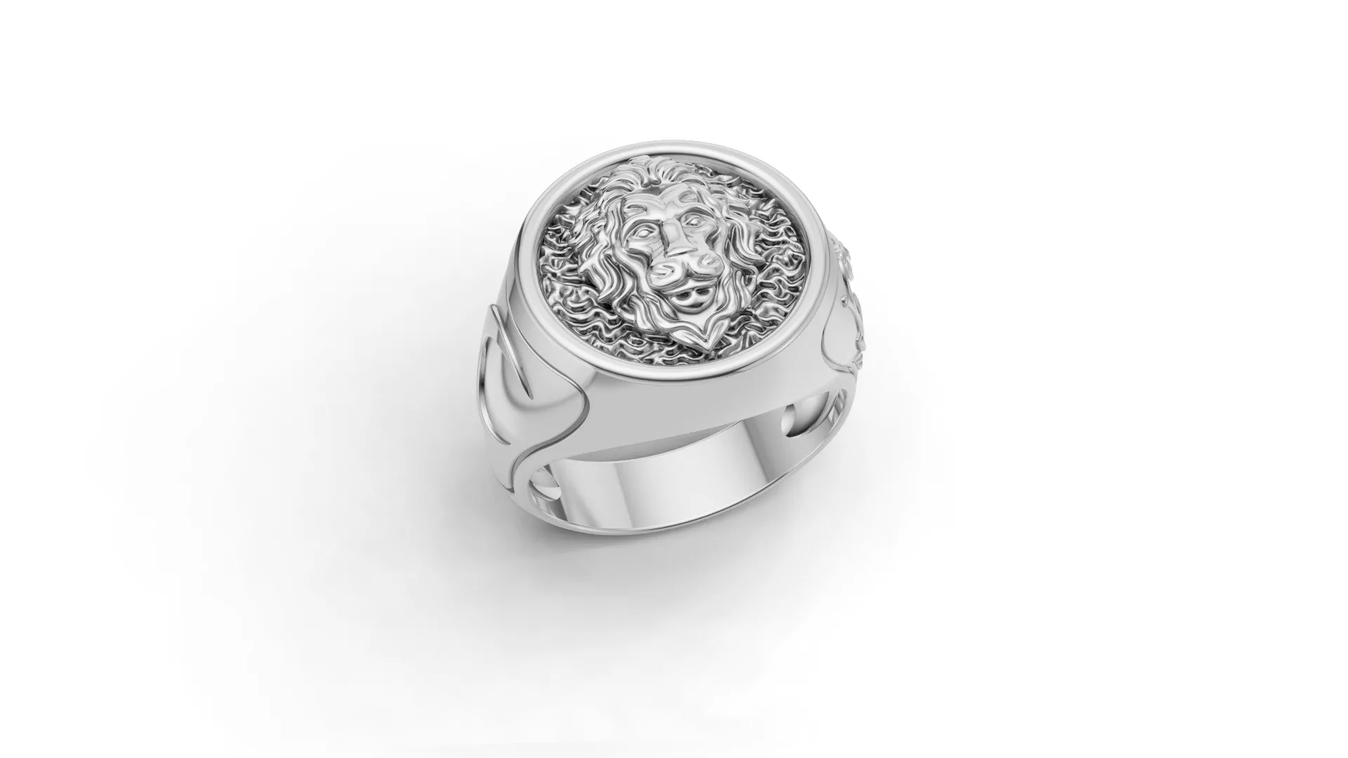 Lion Head Ring with Ornamental Band - Rhino 5 3DM and STL 3D print model