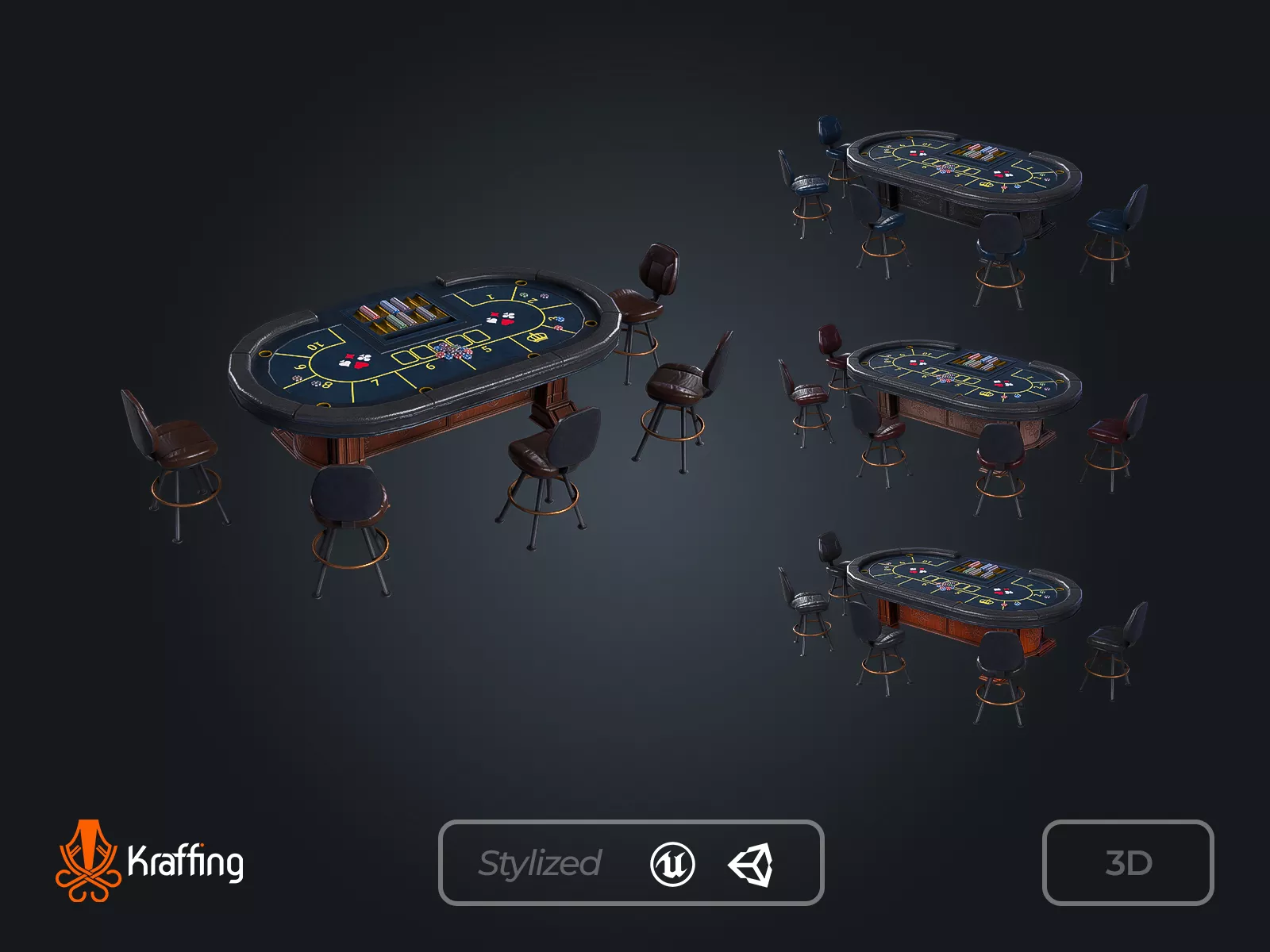 3D model Poker Table V6 - Casino Gambling VR / AR / low-poly | CGTrader