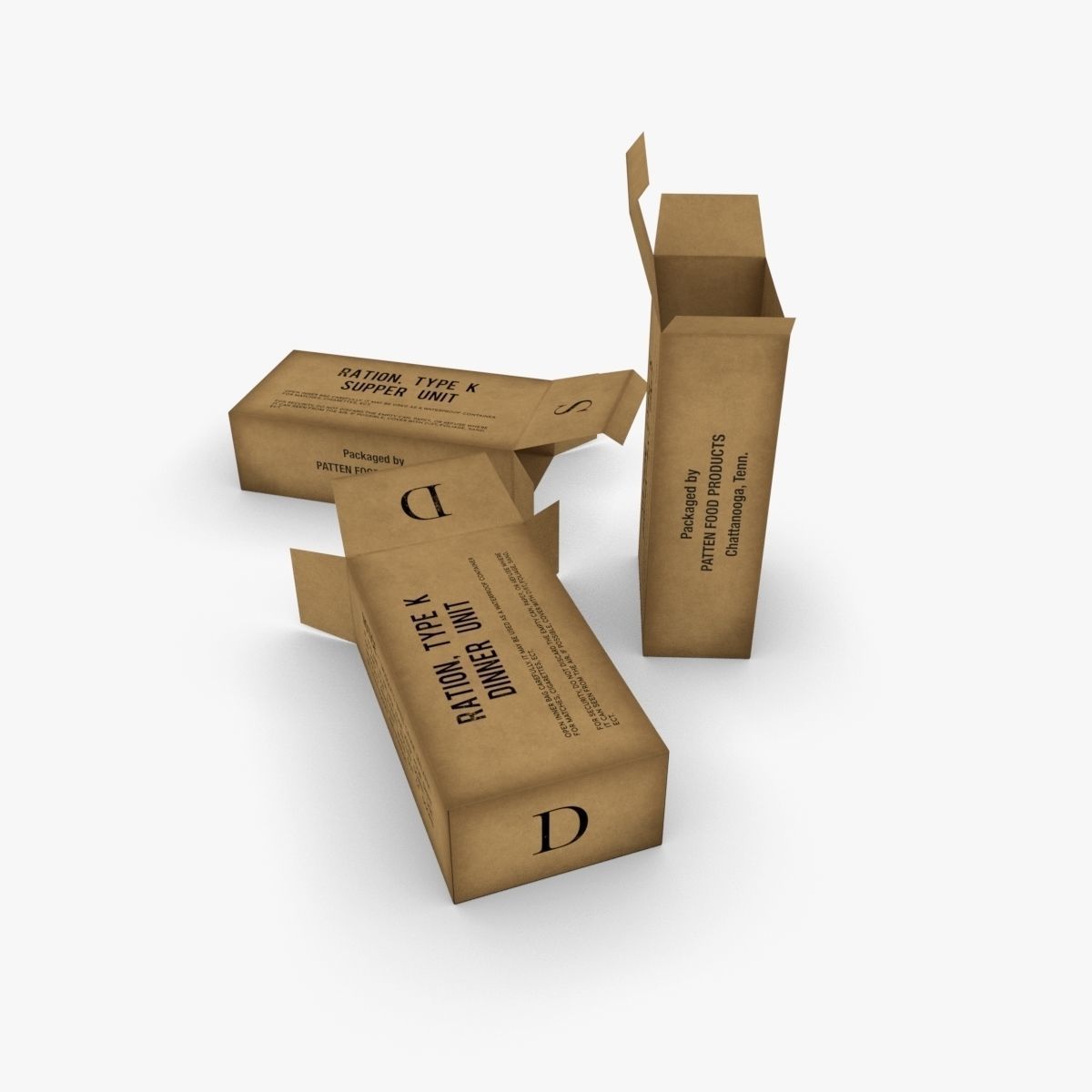 US K-Ration boxes Low-poly 3D model_1