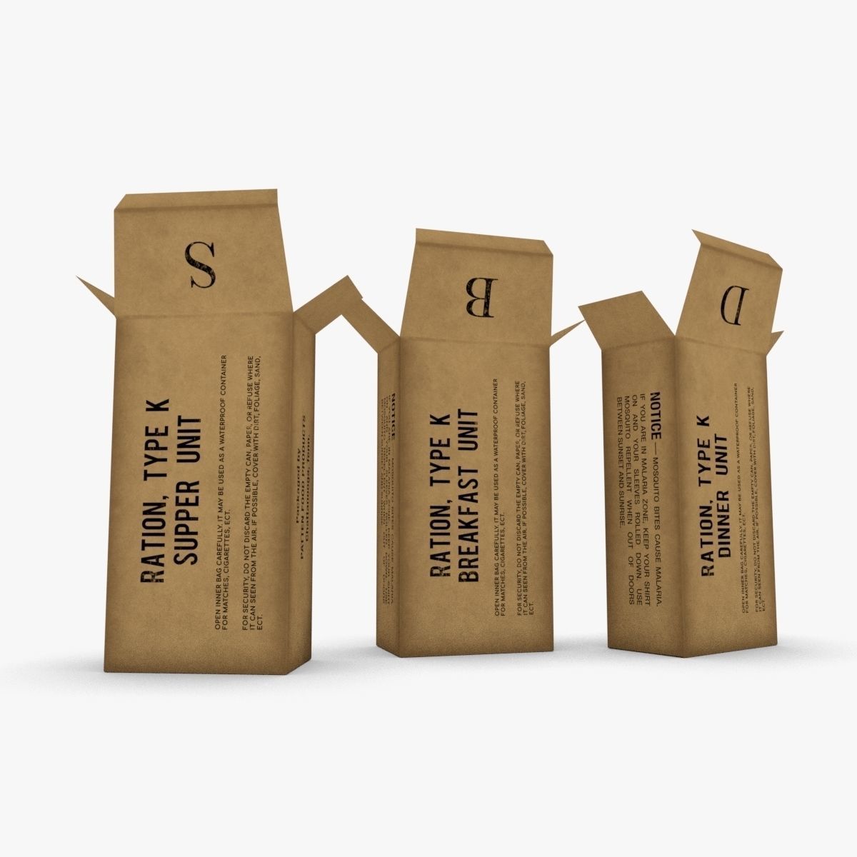 US K-Ration boxes Low-poly 3D model_11