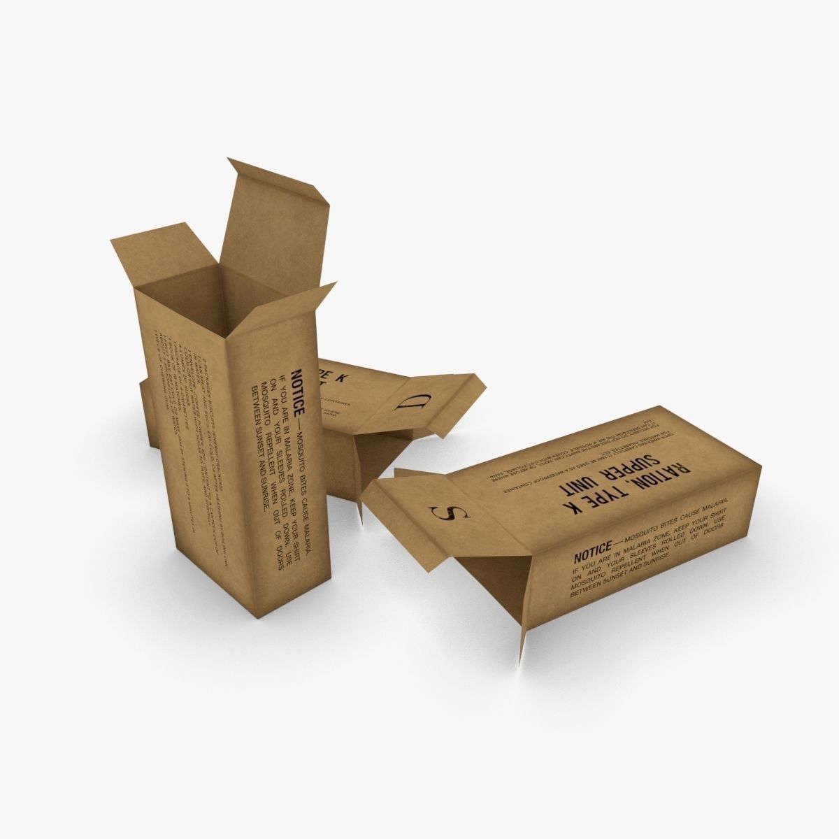 US K-Ration boxes Low-poly 3D model_4