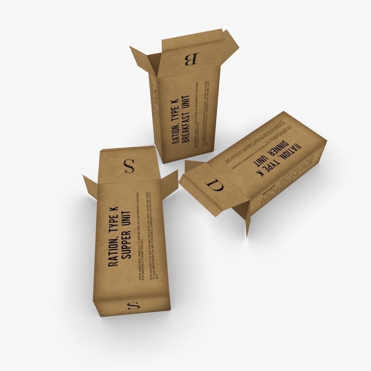 US K-Ration boxes Low-poly 3D model_6