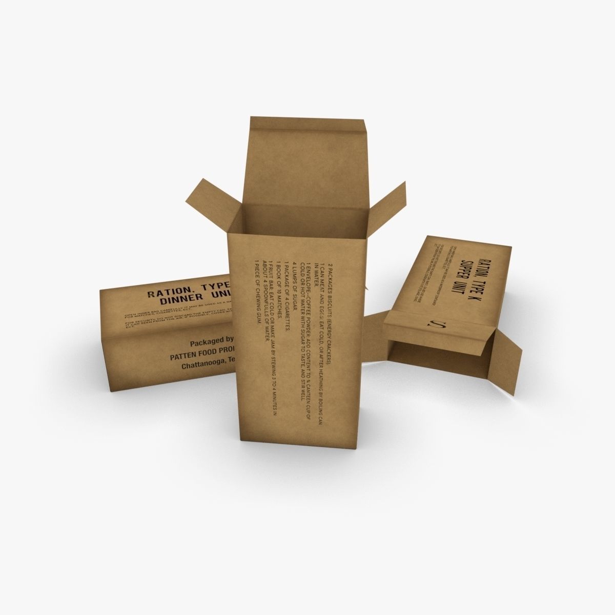 US K-Ration boxes Low-poly 3D model_3