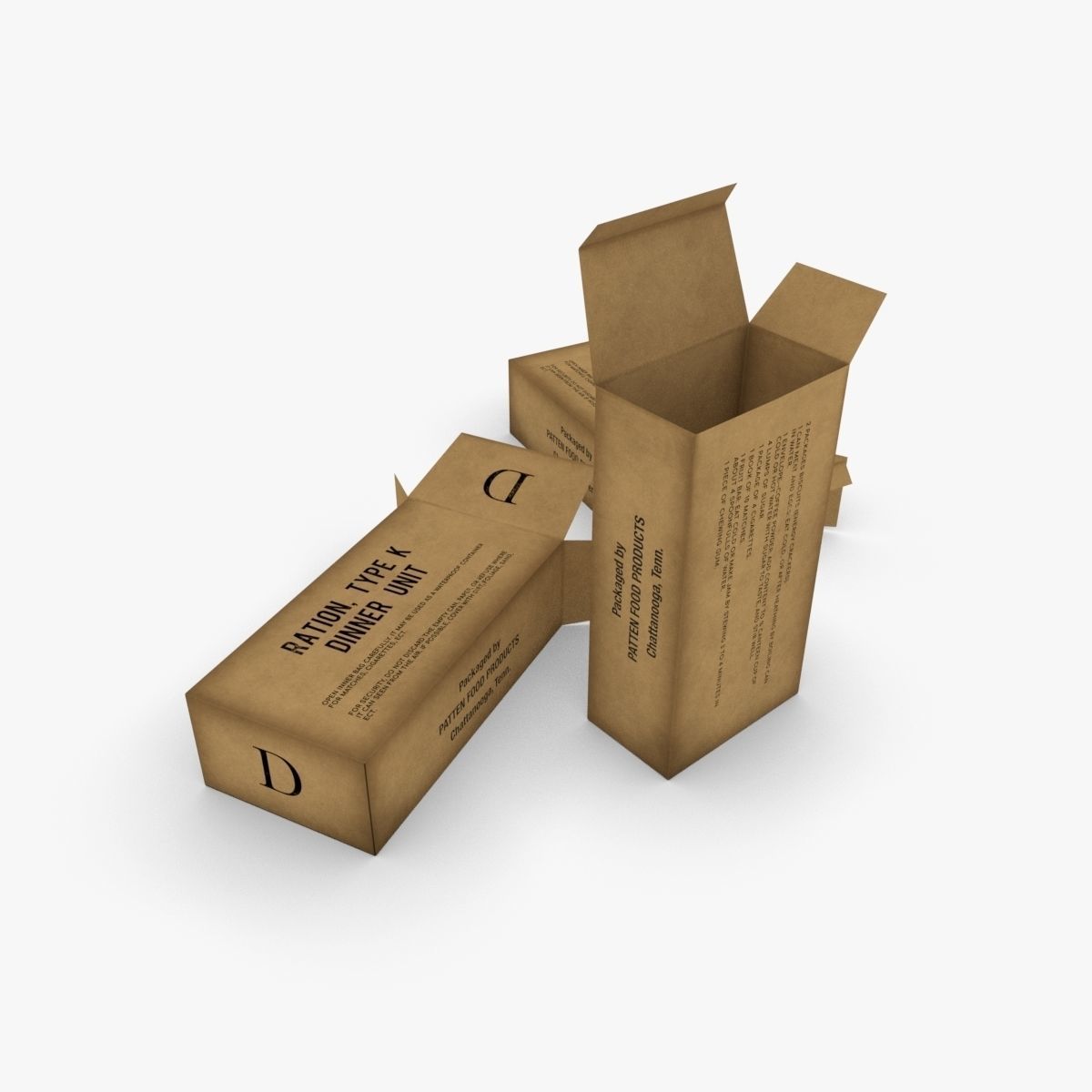 US K-Ration boxes Low-poly 3D model_2