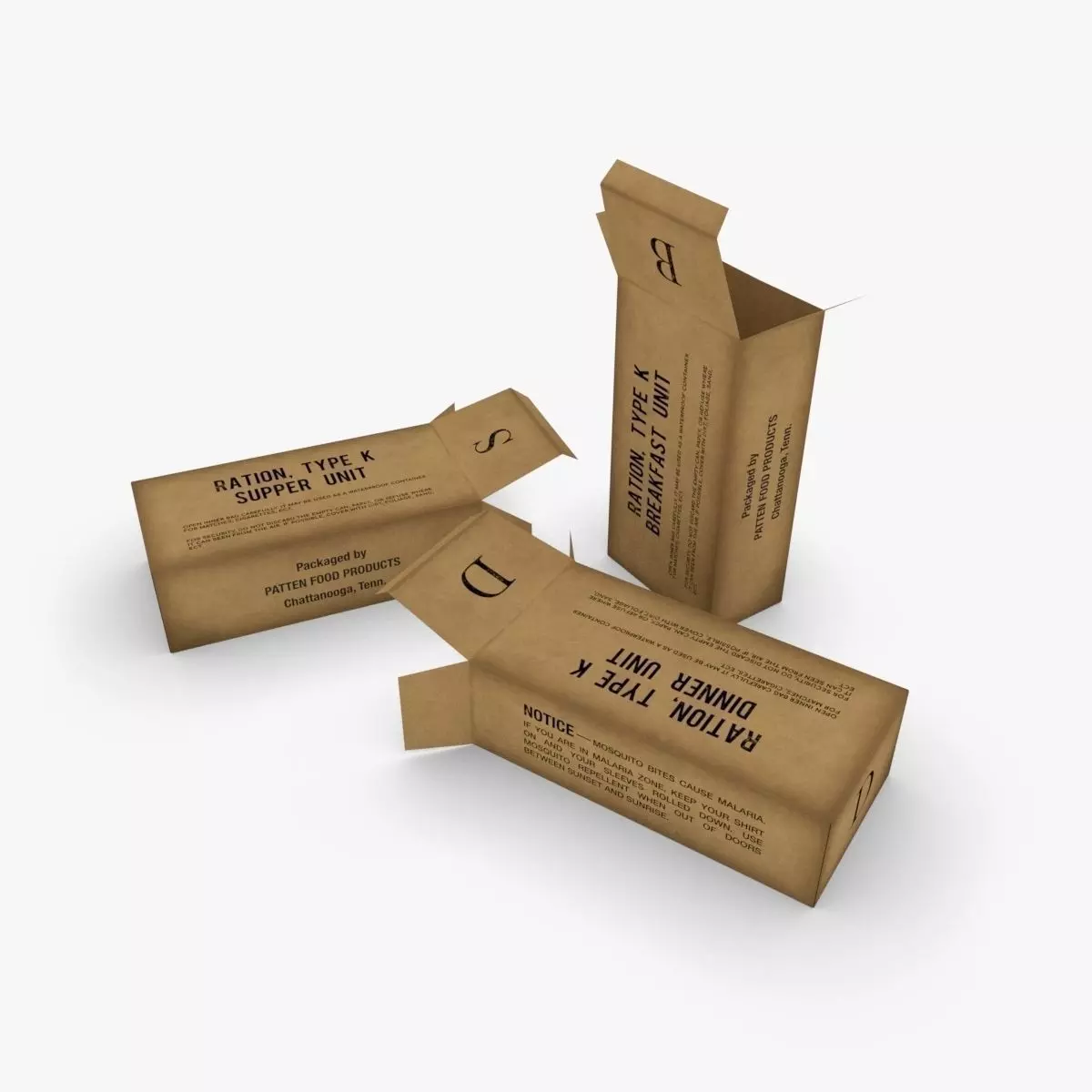 US K-Ration boxes Low-poly 3D model_0