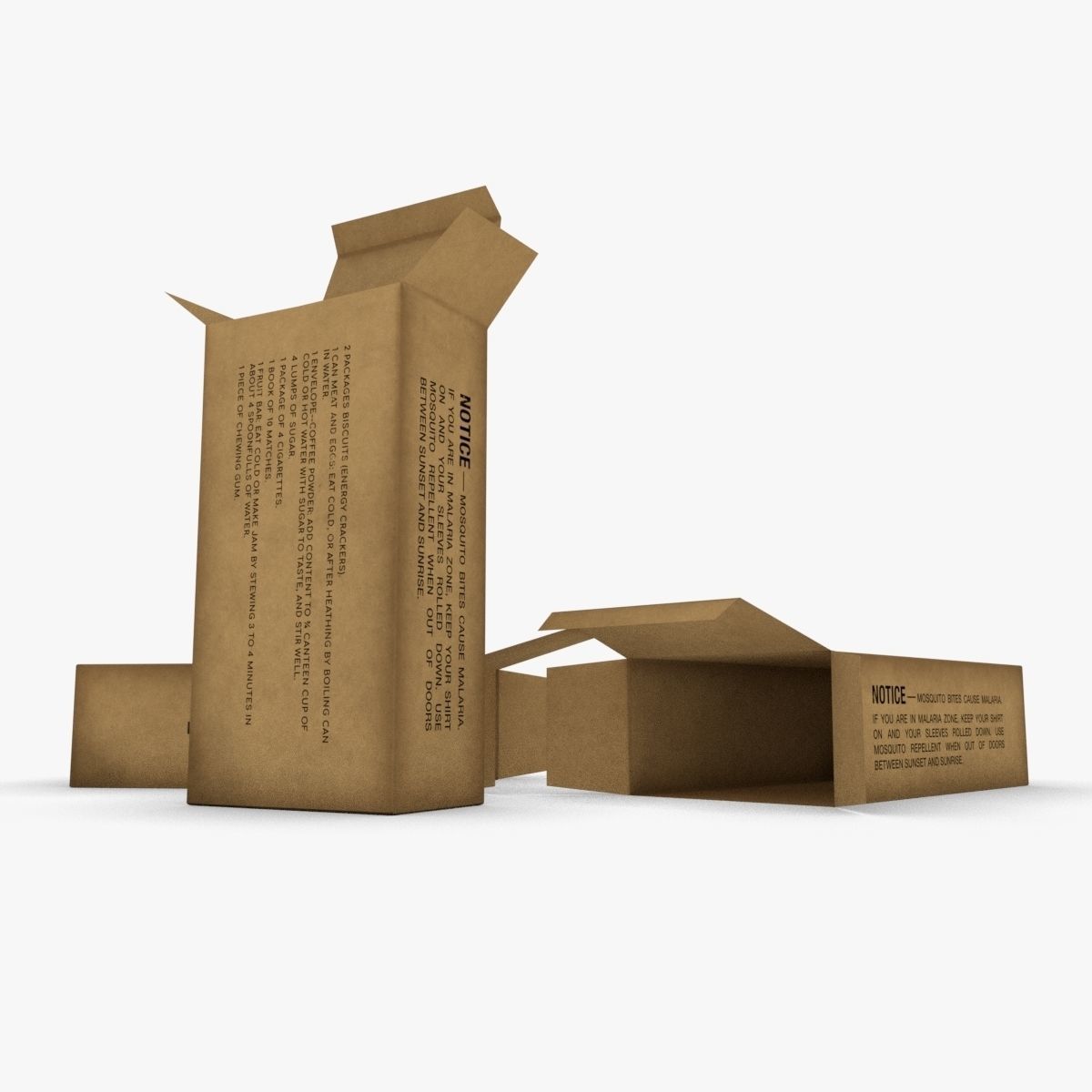 US K-Ration boxes Low-poly 3D model_9