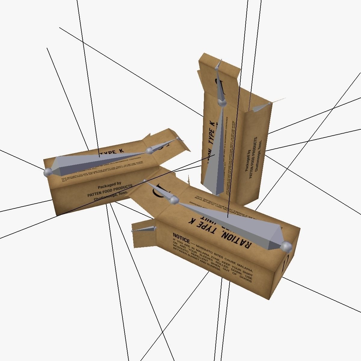US K-Ration boxes Low-poly 3D model_24