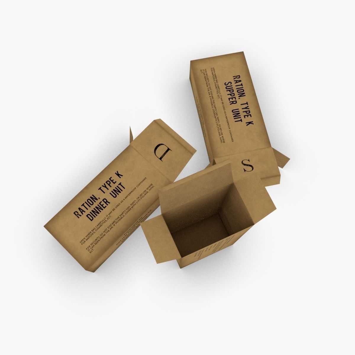 US K-Ration boxes Low-poly 3D model_8