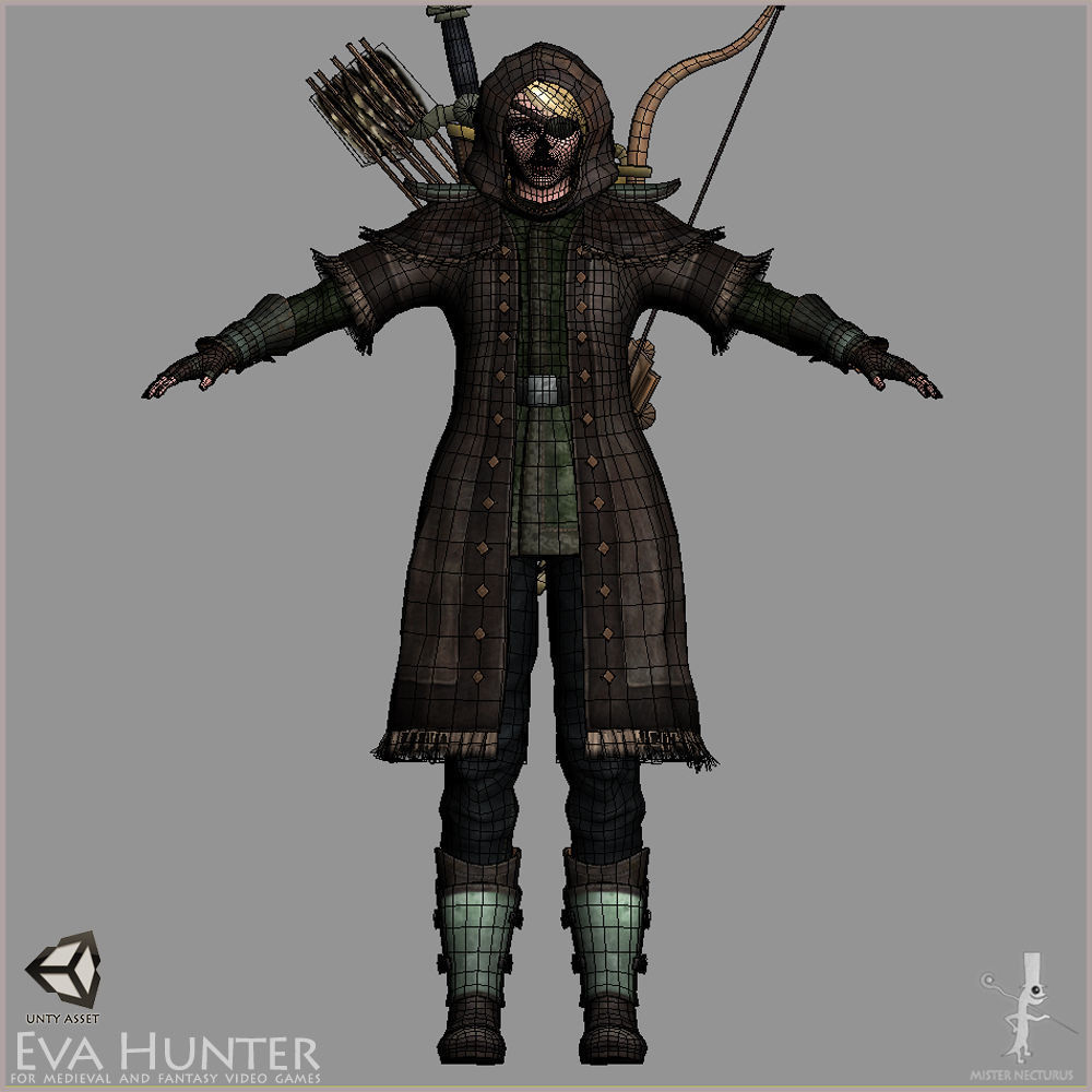 Eva Hunter Light Version Low-poly 3D model_17