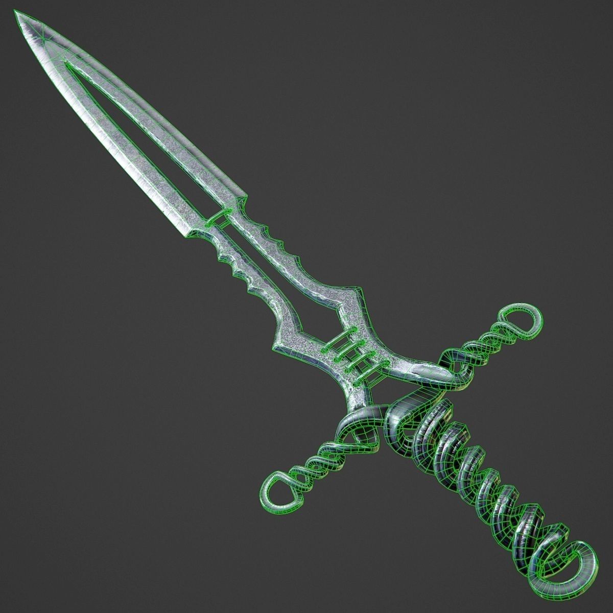 Old Forged Sword PBR Low-poly 3D model_1