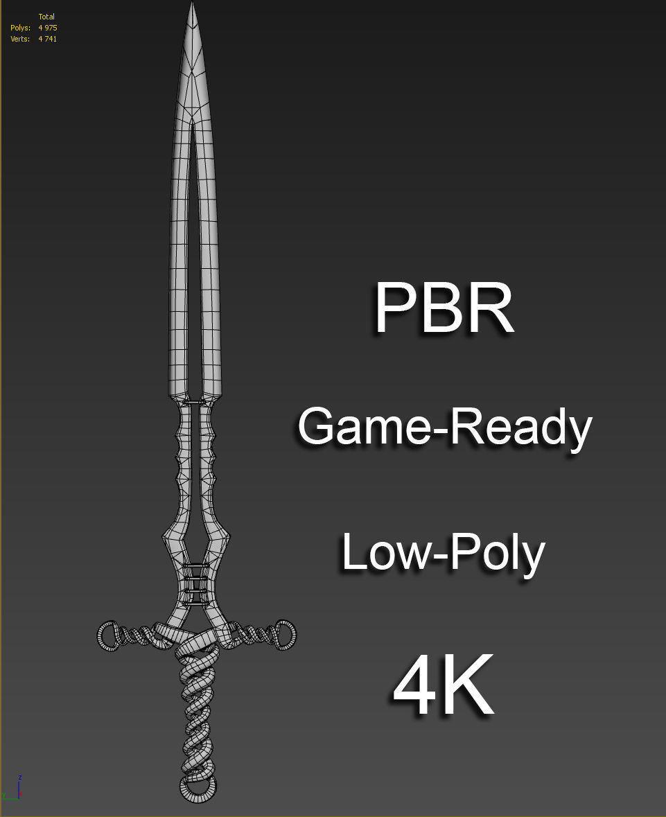 Old Forged Sword PBR Low-poly 3D model_5