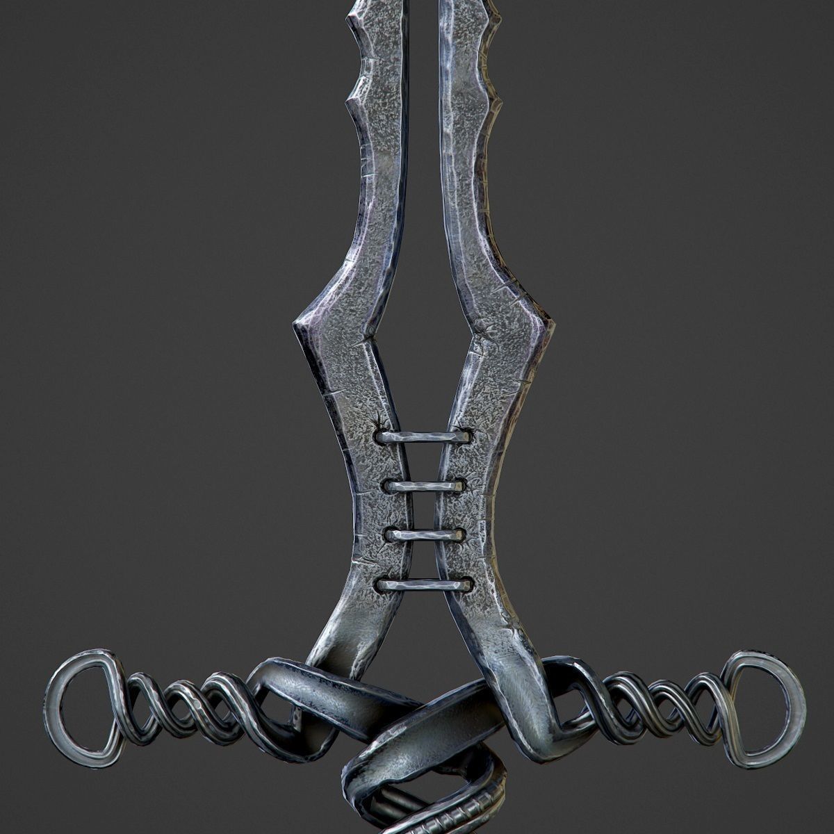 Old Forged Sword PBR Low-poly 3D model_9