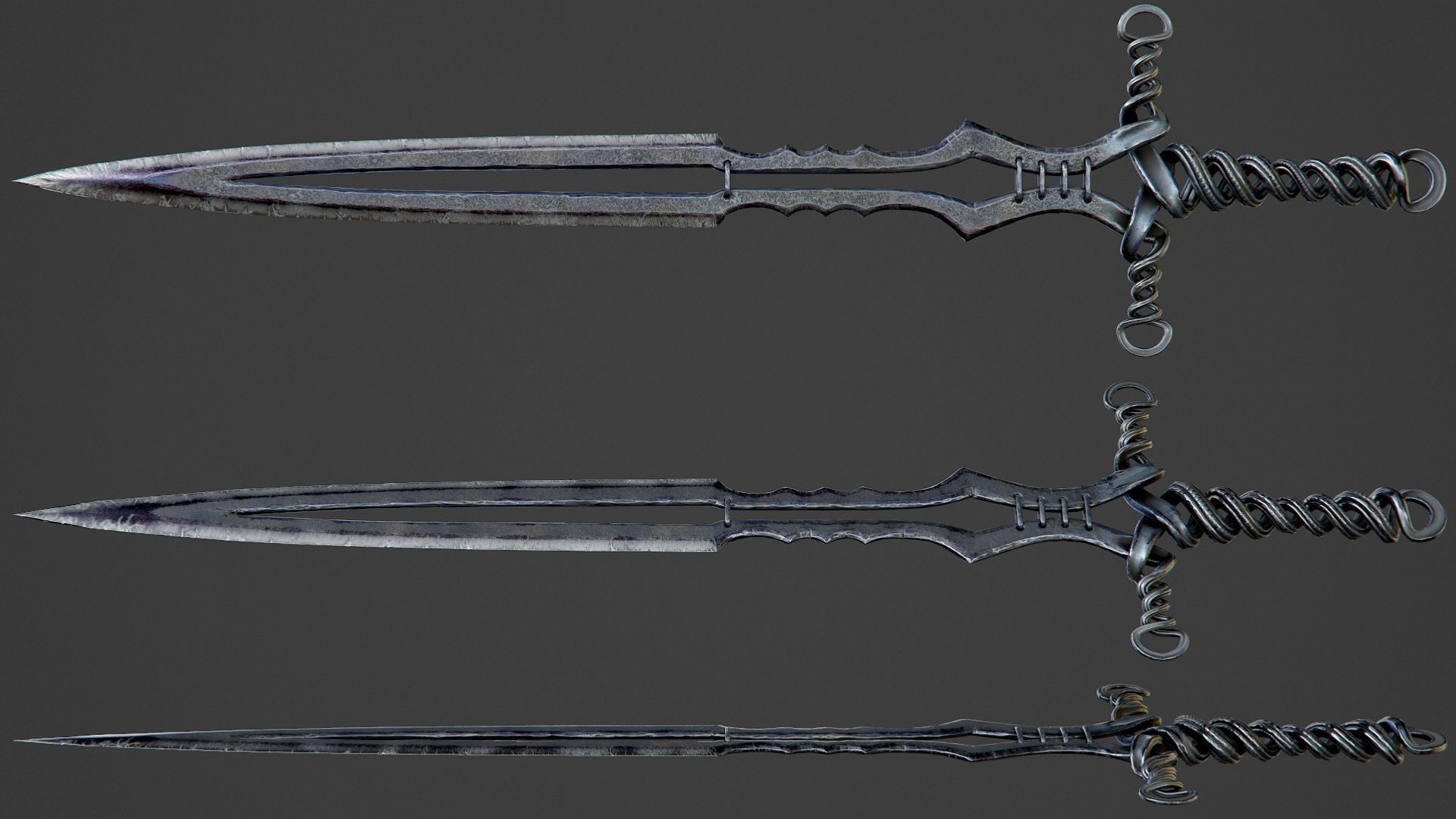 Old Forged Sword PBR Low-poly 3D model_8