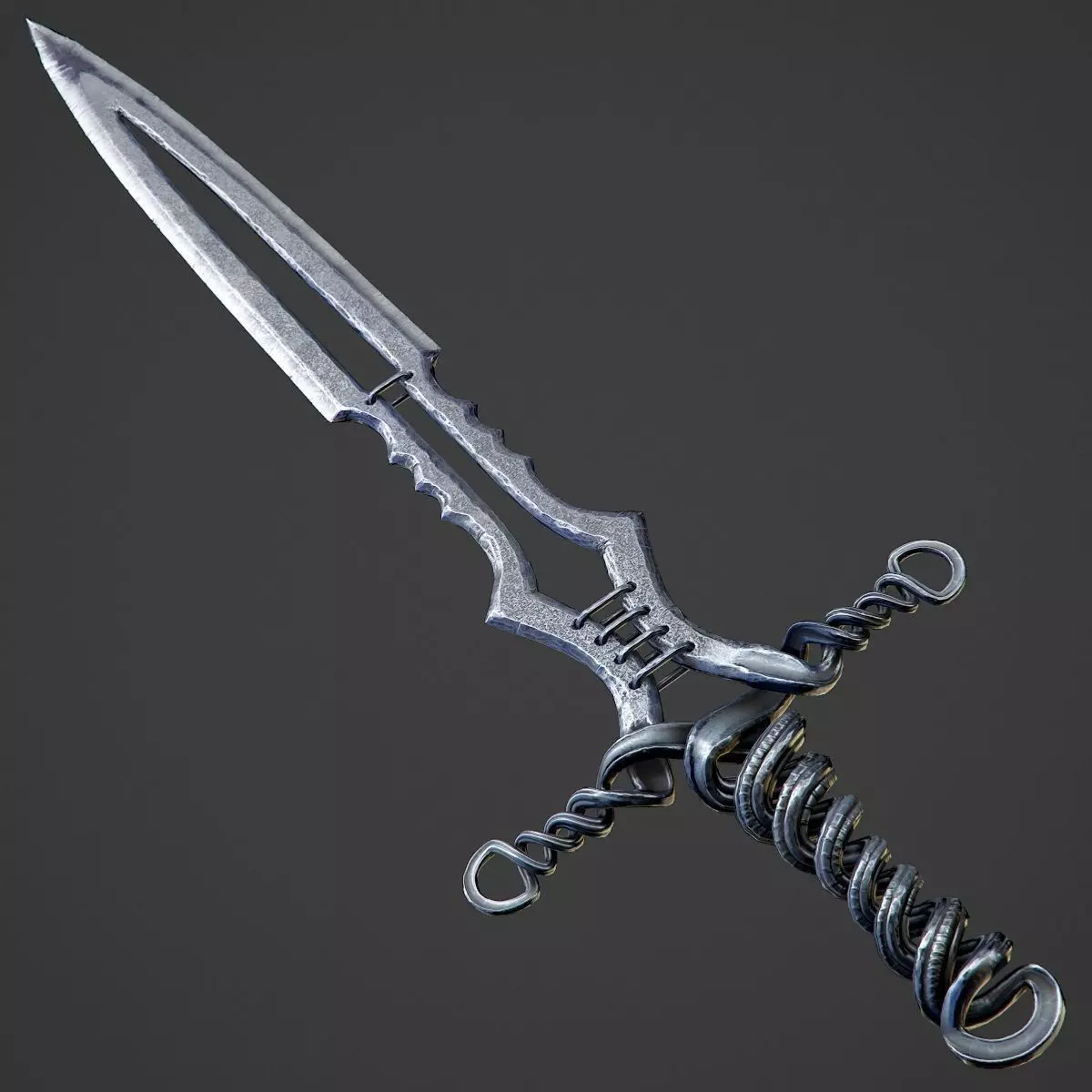 Old Forged Sword PBR Low-poly 3D model_0