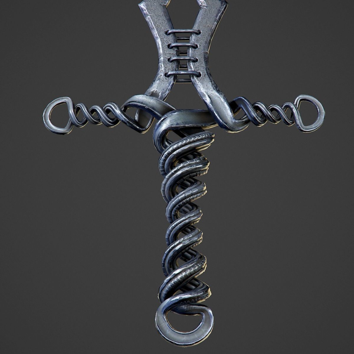 Old Forged Sword PBR Low-poly 3D model_10