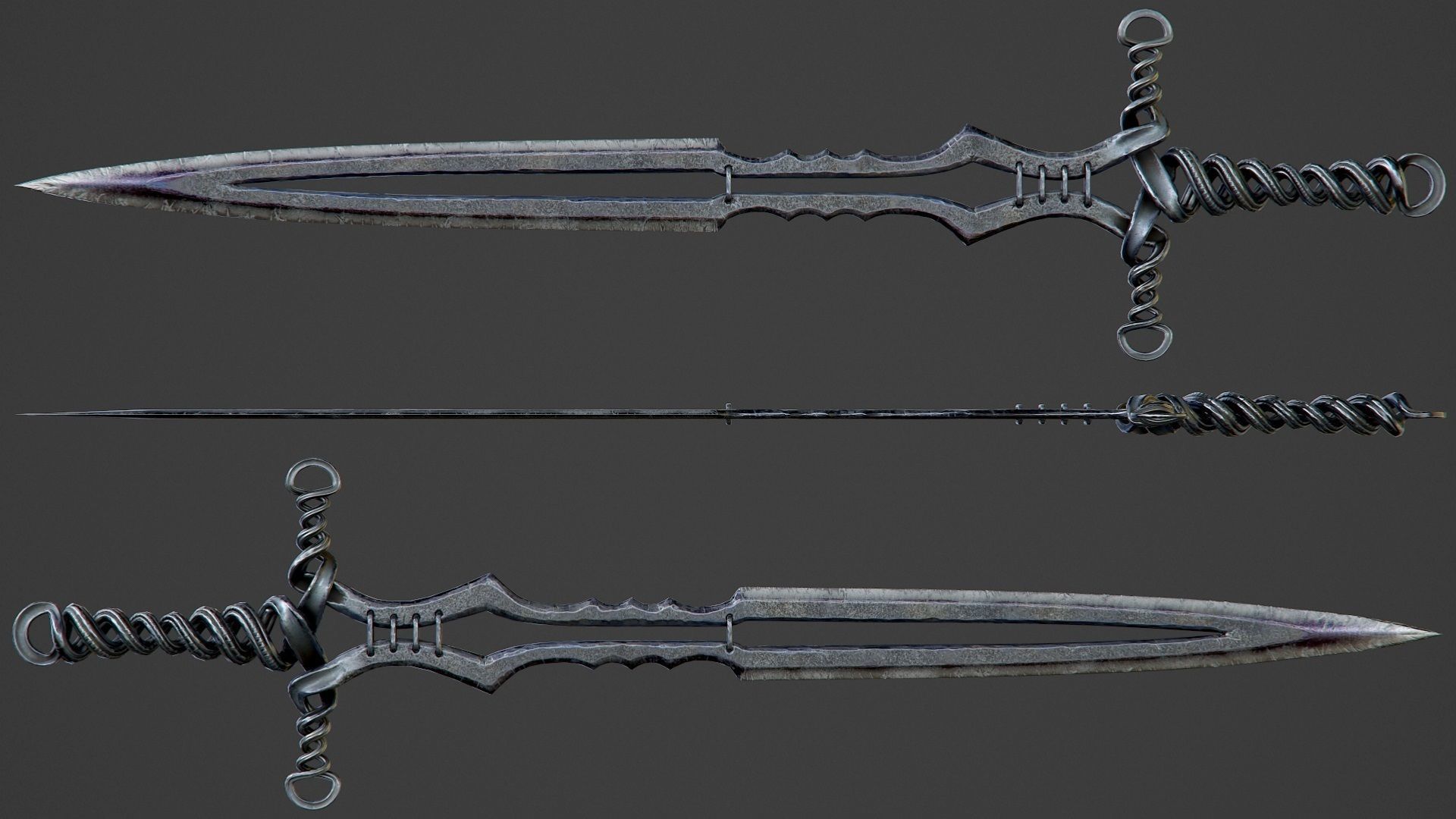 Old Forged Sword PBR Low-poly 3D model_6