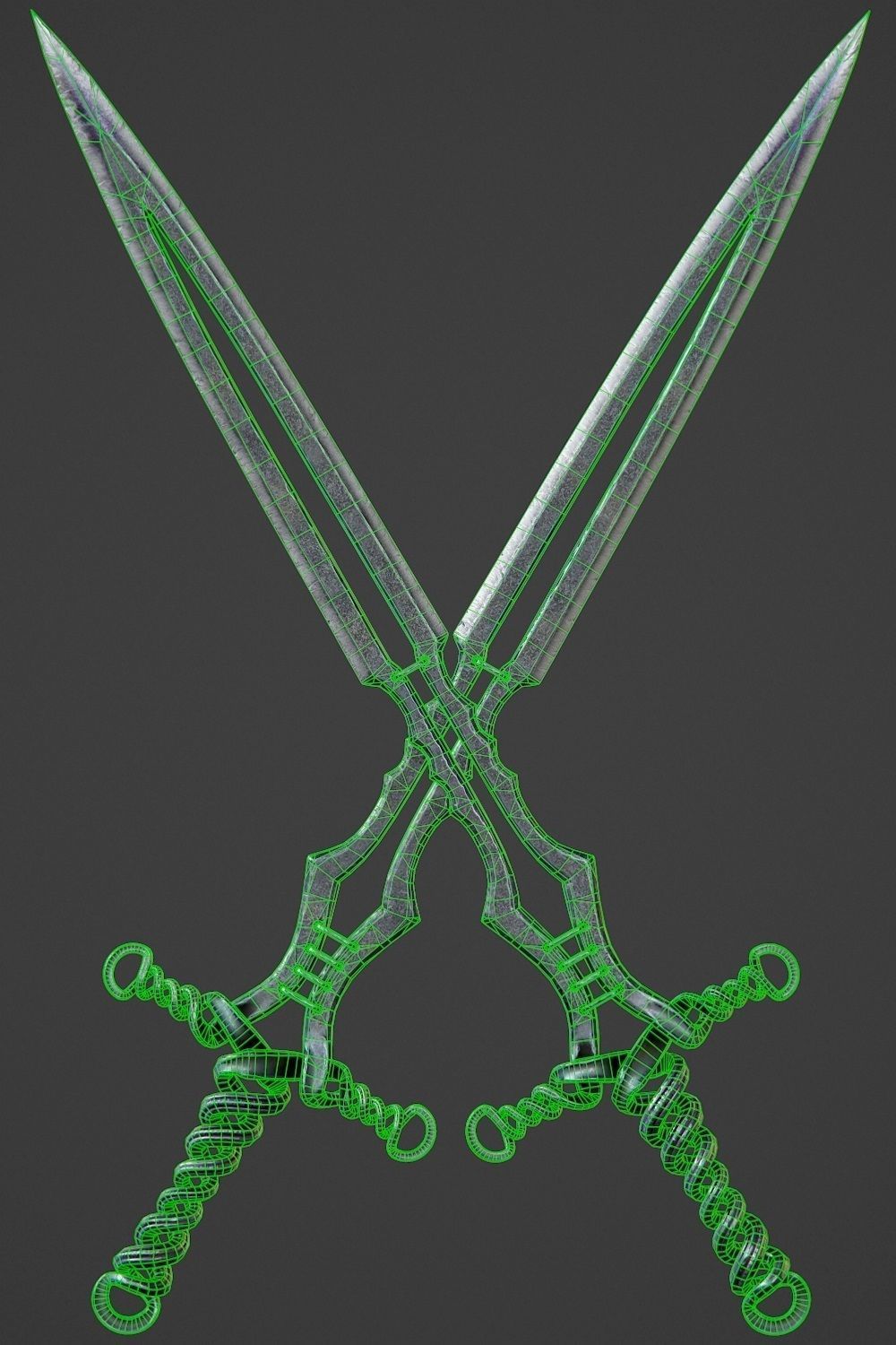 Old Forged Sword PBR Low-poly 3D model_4