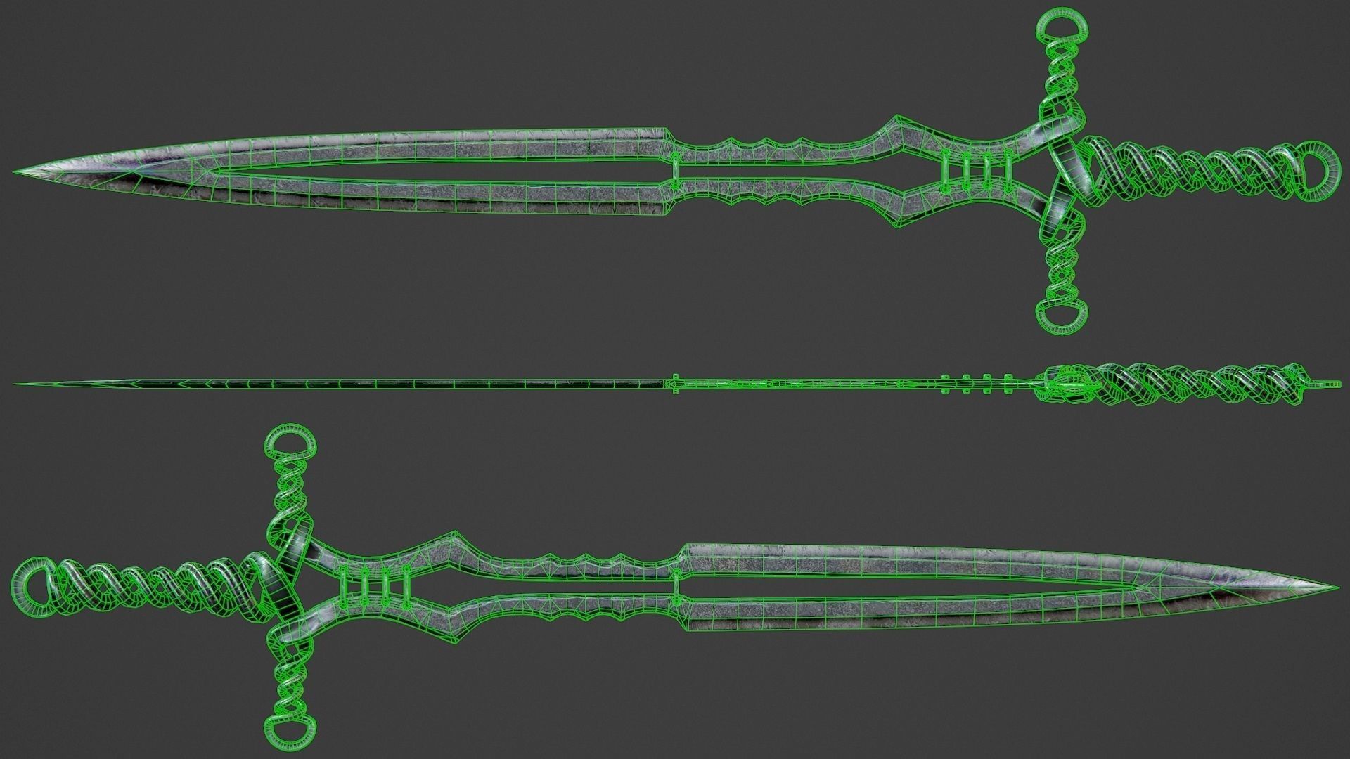 Old Forged Sword PBR Low-poly 3D model_7