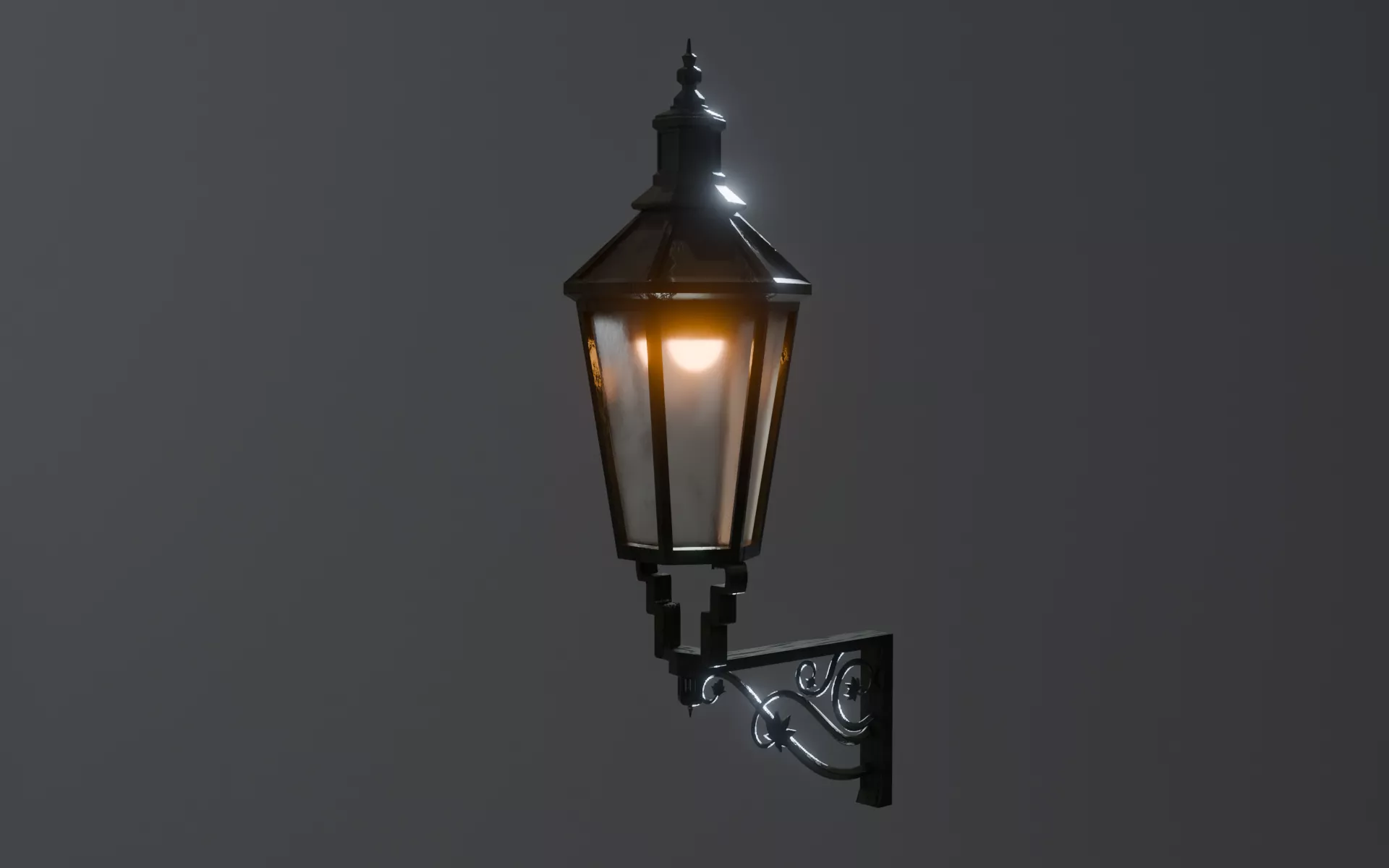 Ornate Street Wall Lamp Low-poly 3D model