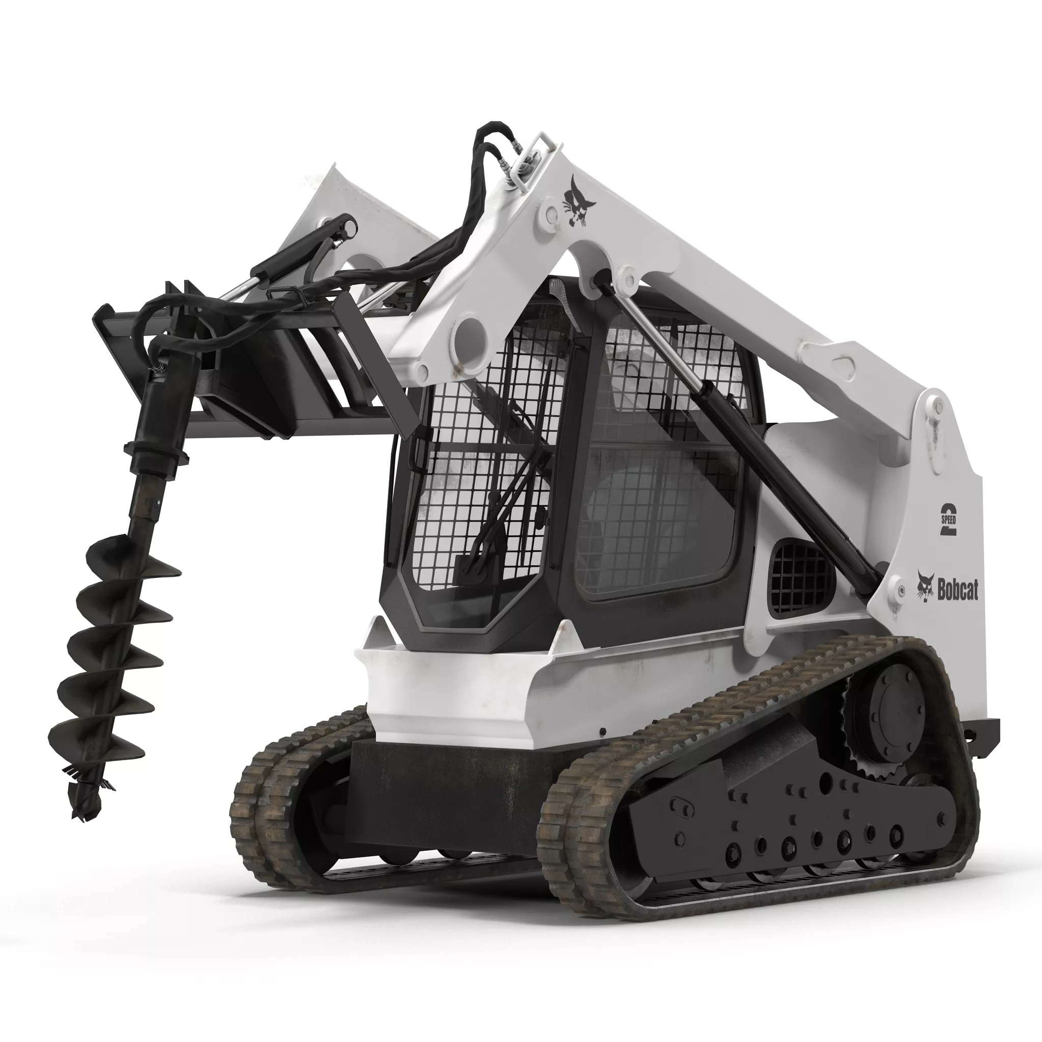 Compact Tracked Loader Bobcat with Auger 3D model