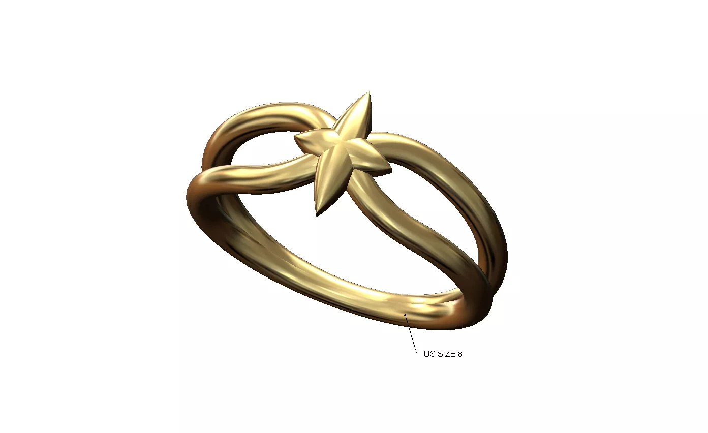 Pointy star crossed wire bypass band Us size 8 3D print model
