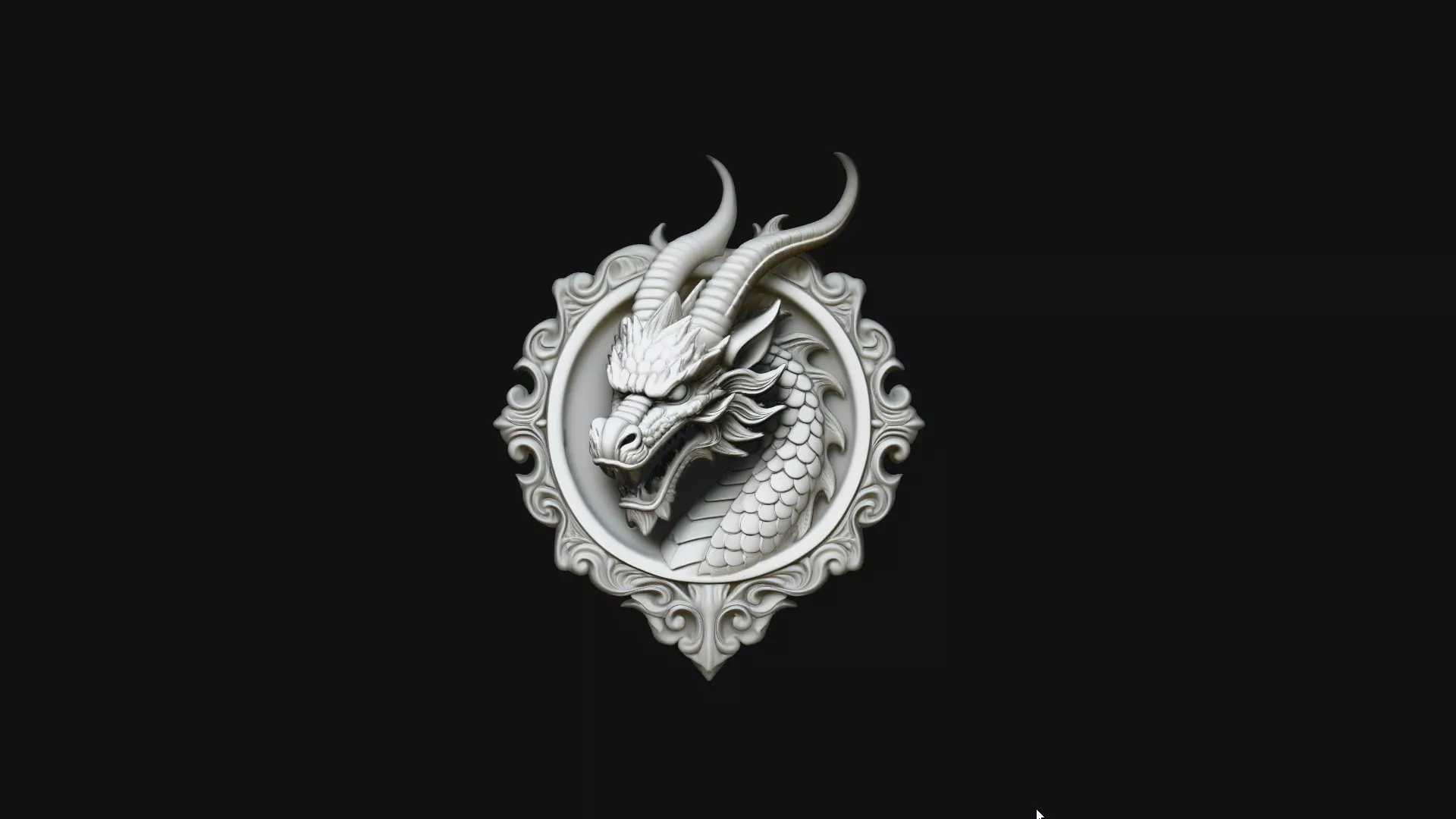 Dragon Head Relief Medallion Pendant Design 3 - 3D Print Model 3D print model