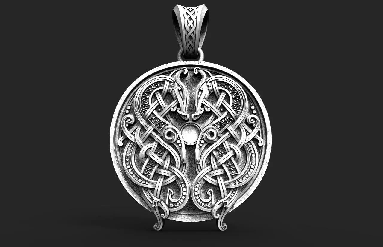 STL Viking Dragon Pendant Urnes Style With 3D print model