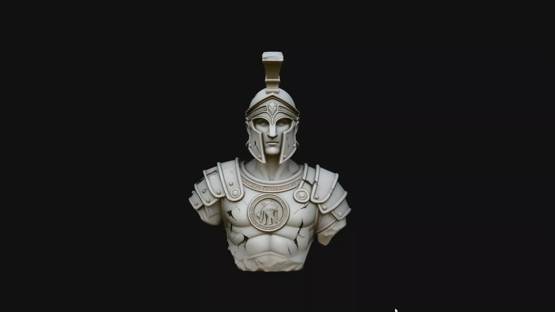 Spartan Warrior Bust Statue Design 3 - 3D Print Model 3D print model