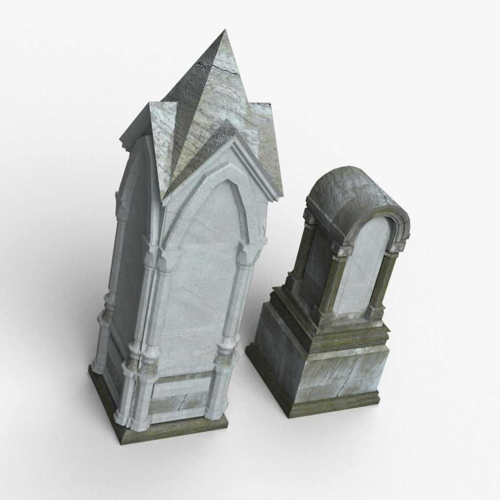 Tombstones - 5 Low-poly 3D model_1