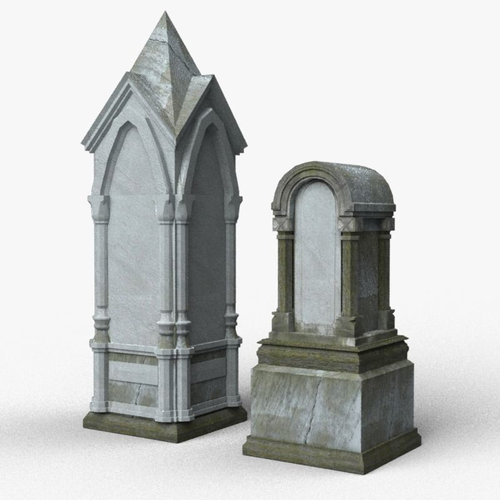 Tombstones - 5 Low-poly 3D model