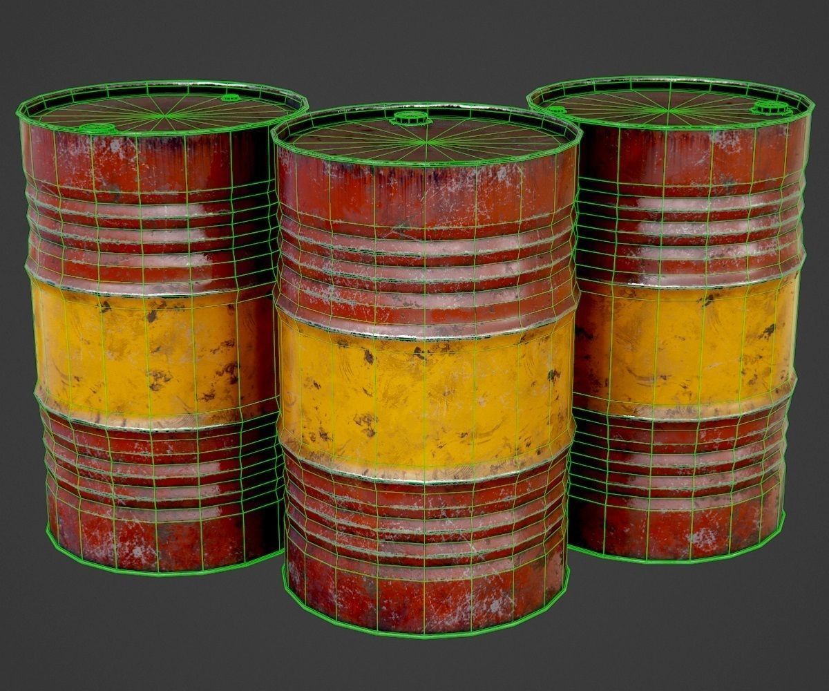 Oil barrel Low-poly 3D model_8