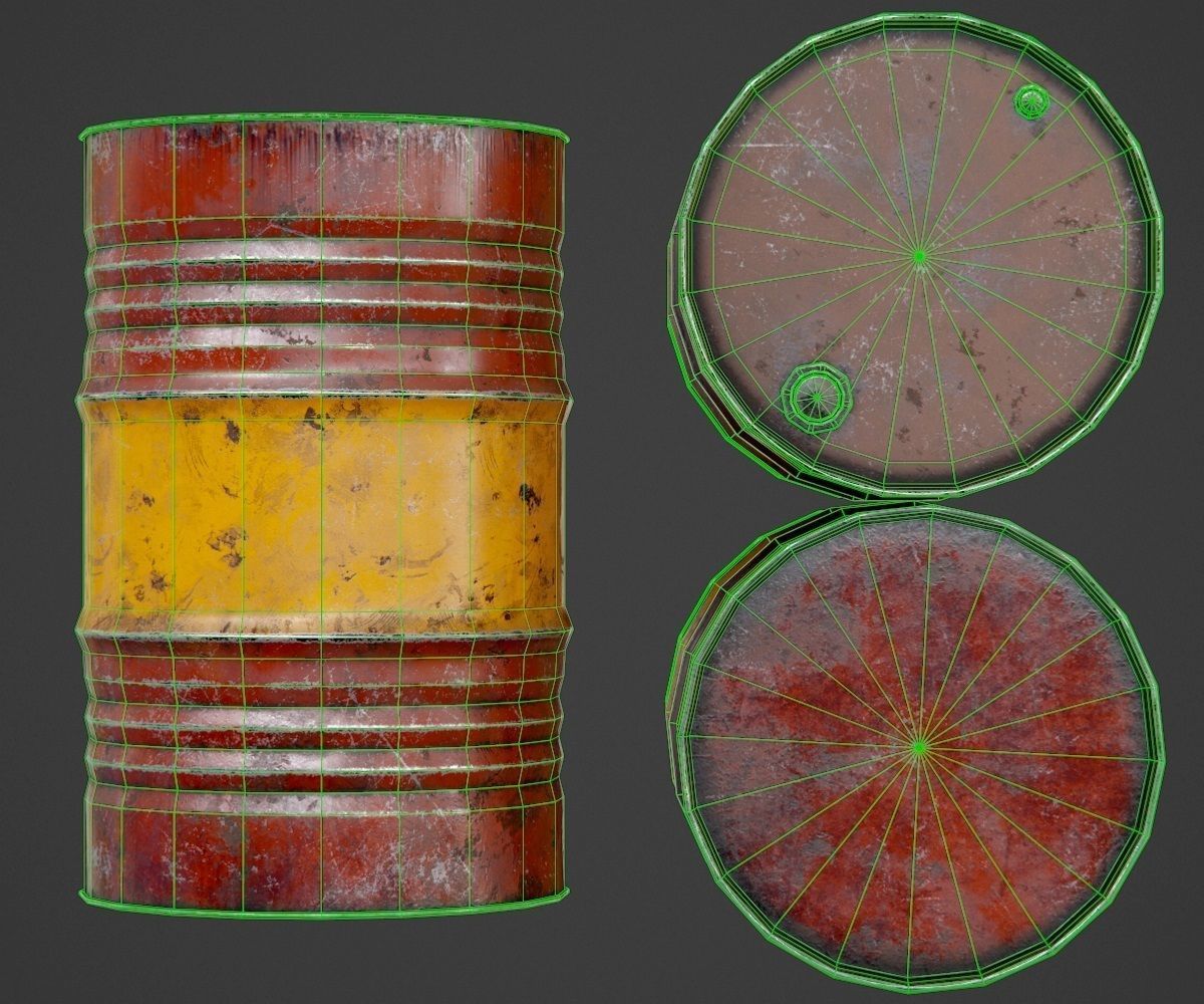 Oil barrel Low-poly 3D model_1