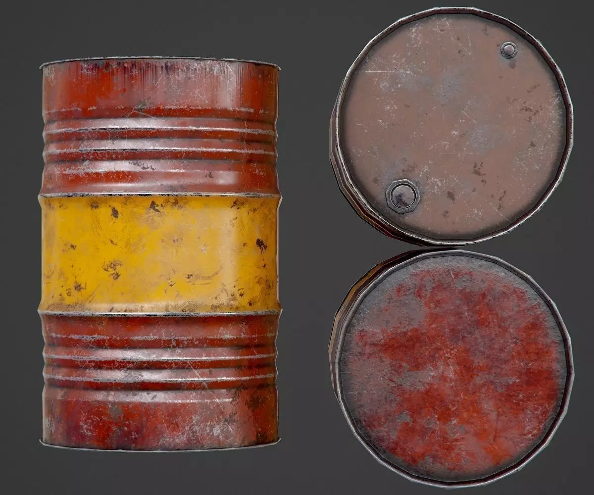 Oil barrel Low-poly 3D model_0